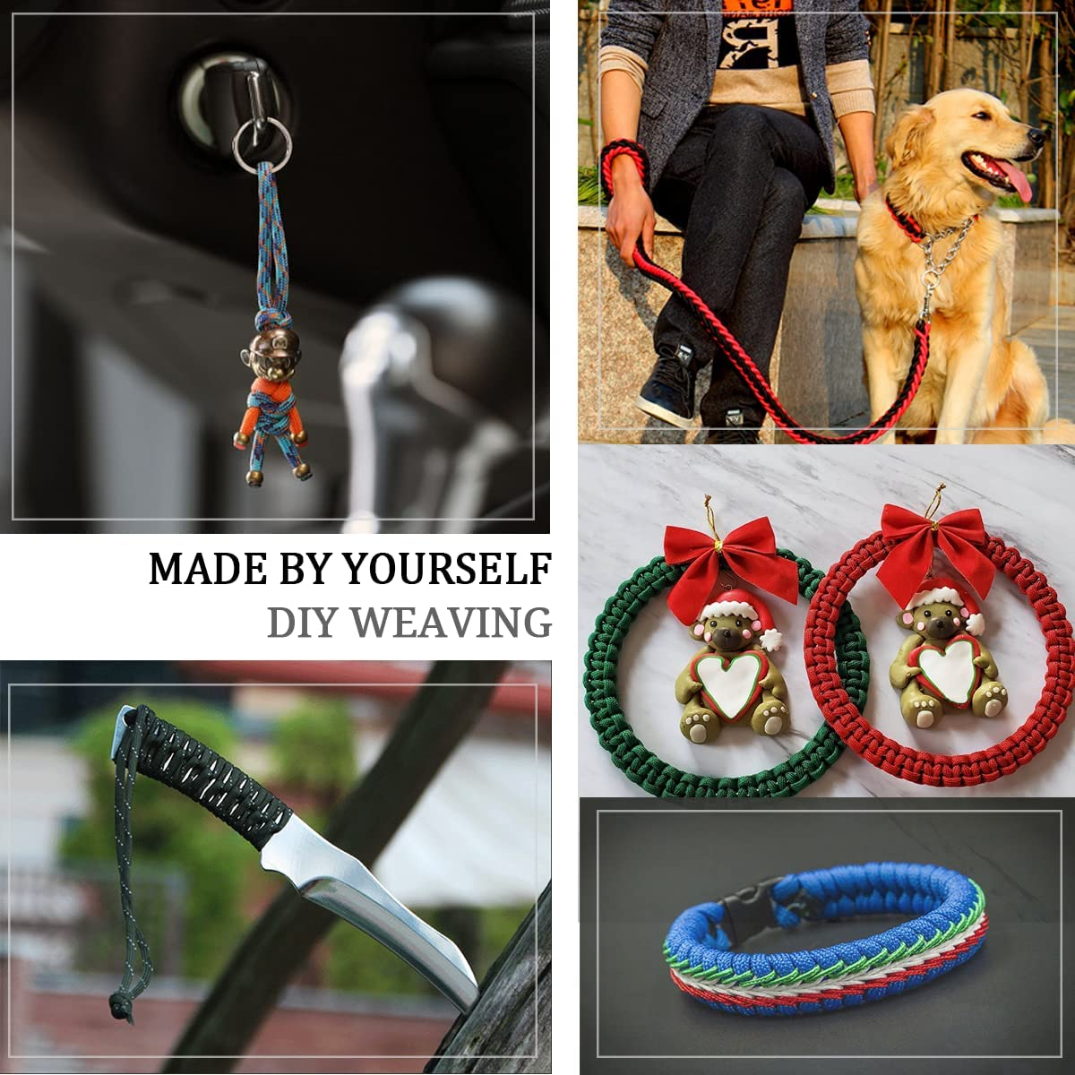 WEREWOLVES Paracord 550 Combo Crafting Kits - Survival Paracord Bracelet Rope Kits - Tent Rope Parachute Cord with Soft Tape Measure, Buckles, and Key Rings - Great Gift (STARRY SKY - 20Ft/Each Color) image number 2