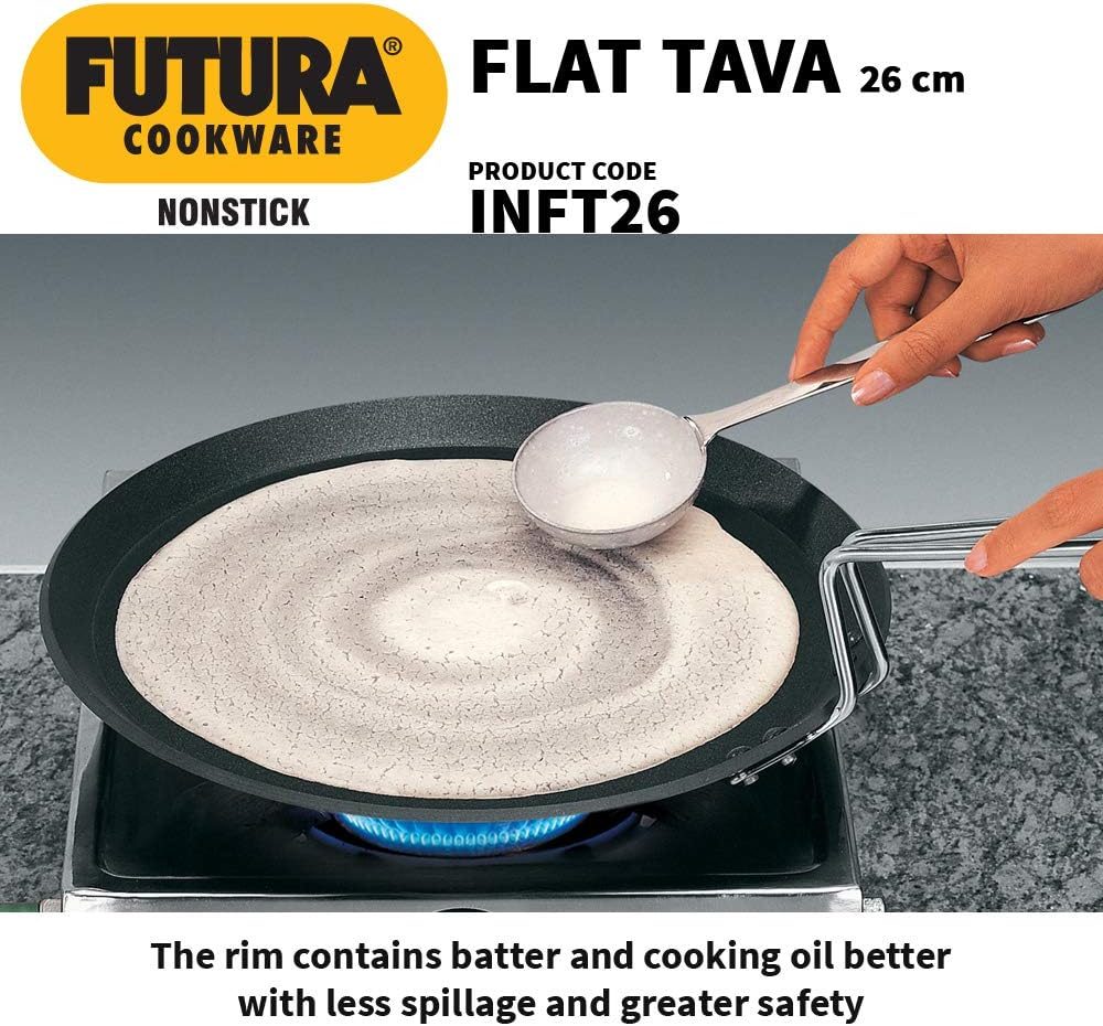 Hawkins FUTURA IQ45 Non-Stick Induction Compatible Flat Tava Griddle, 10-Inch Black image number 3