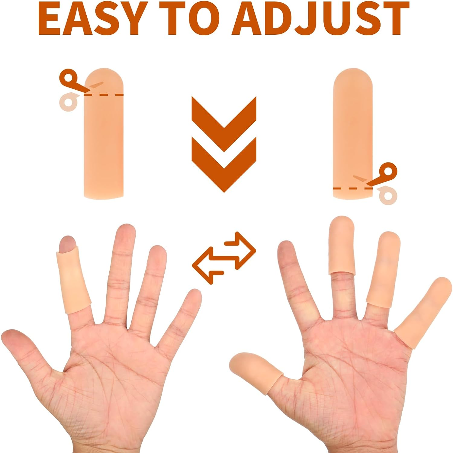 20 PCS Gel Finger Cots, Silicone Finger Protectors, Finger Sleeves for Dry Skin, Rubber Finger Covers for Finger Cracking, Wound, Hand Eczema, Finger Arthritis and More (2 Size, Nude)