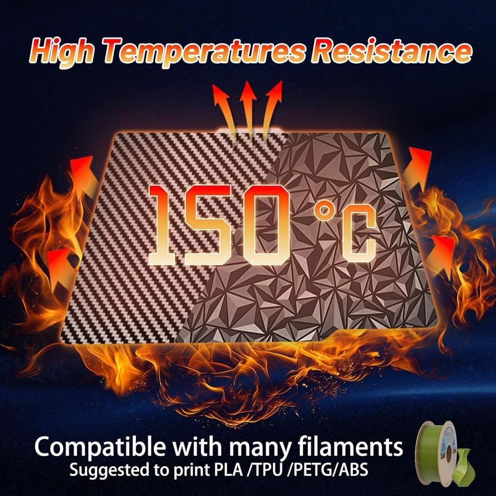 3D Printer PEO PET Build Plate for Bambu-Lab X1/X1C/X1E/P1P/P1S/A1 3D Printer,Peo+Carbon Fiber PET Surface257X257Mm image number 3