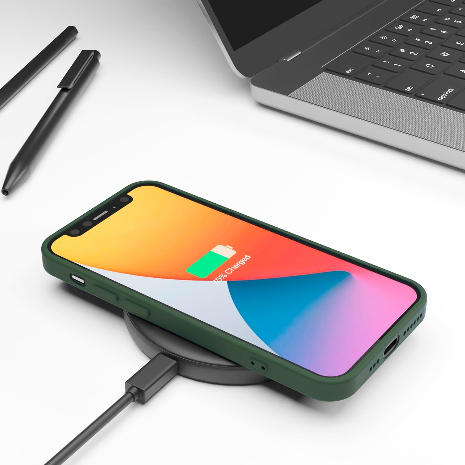 Red Ember Shockproof Case for Iphone 11 Pro 5.8-Inch, Ultra Slim Protective Liquid Silicone Matte Finish Phone Case with Soft Anti-Scratch Microfiber Lining (Green)