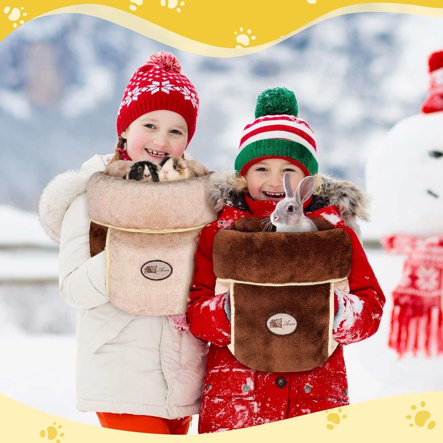 Wenqik 2 Pcs Guinea Pig Bed Cuddle Warm Hideout Small Animal Sack Cozy House Bedding Sleeping Cushion Portable Pet Carrier Cage Nest for Rabbit Hamster Rat image number 3