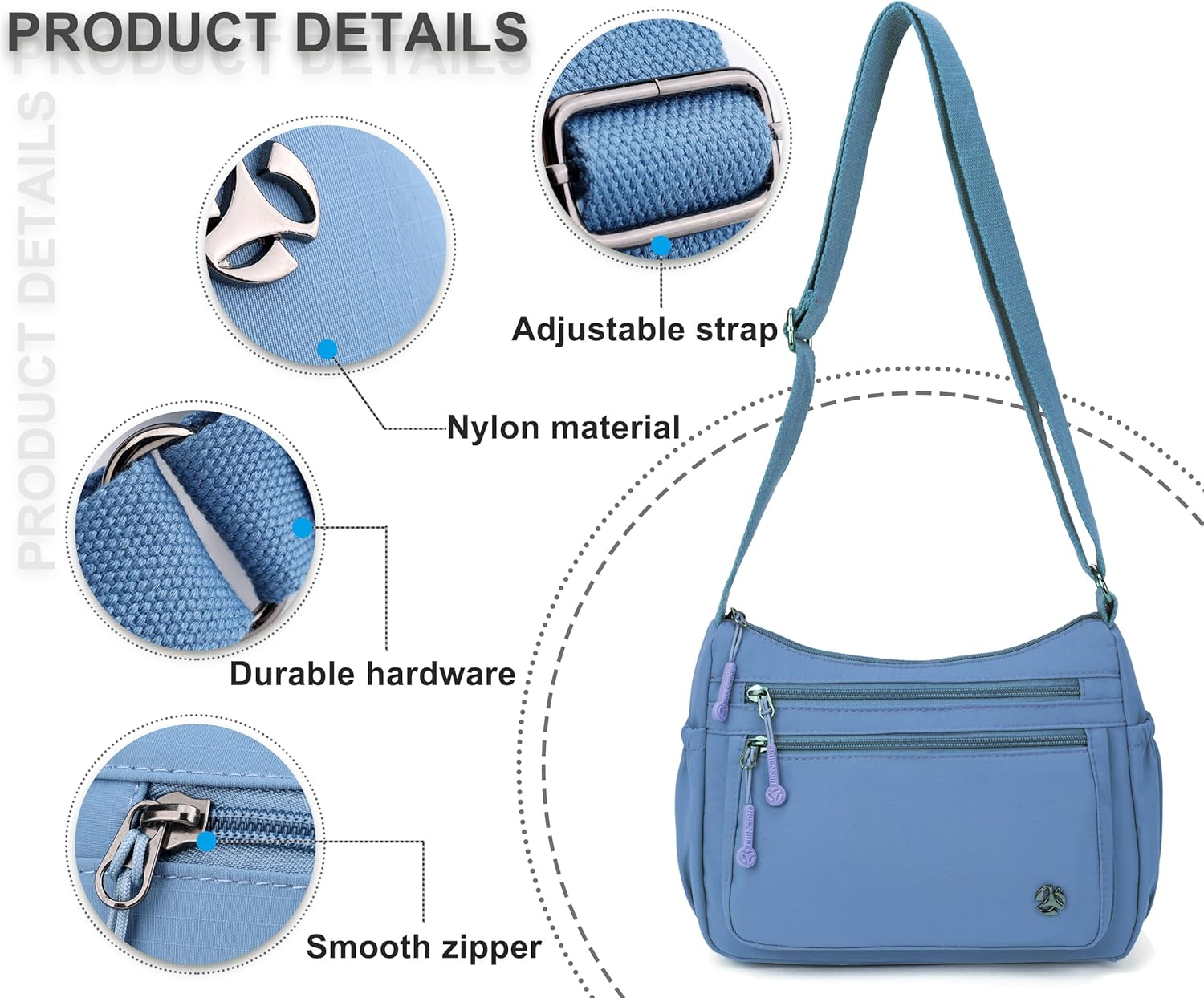 Casual Crossbody Bag with anti Theft Pocket - Women Lightweight Water-Resistant Purse Bag - Beige image number 4