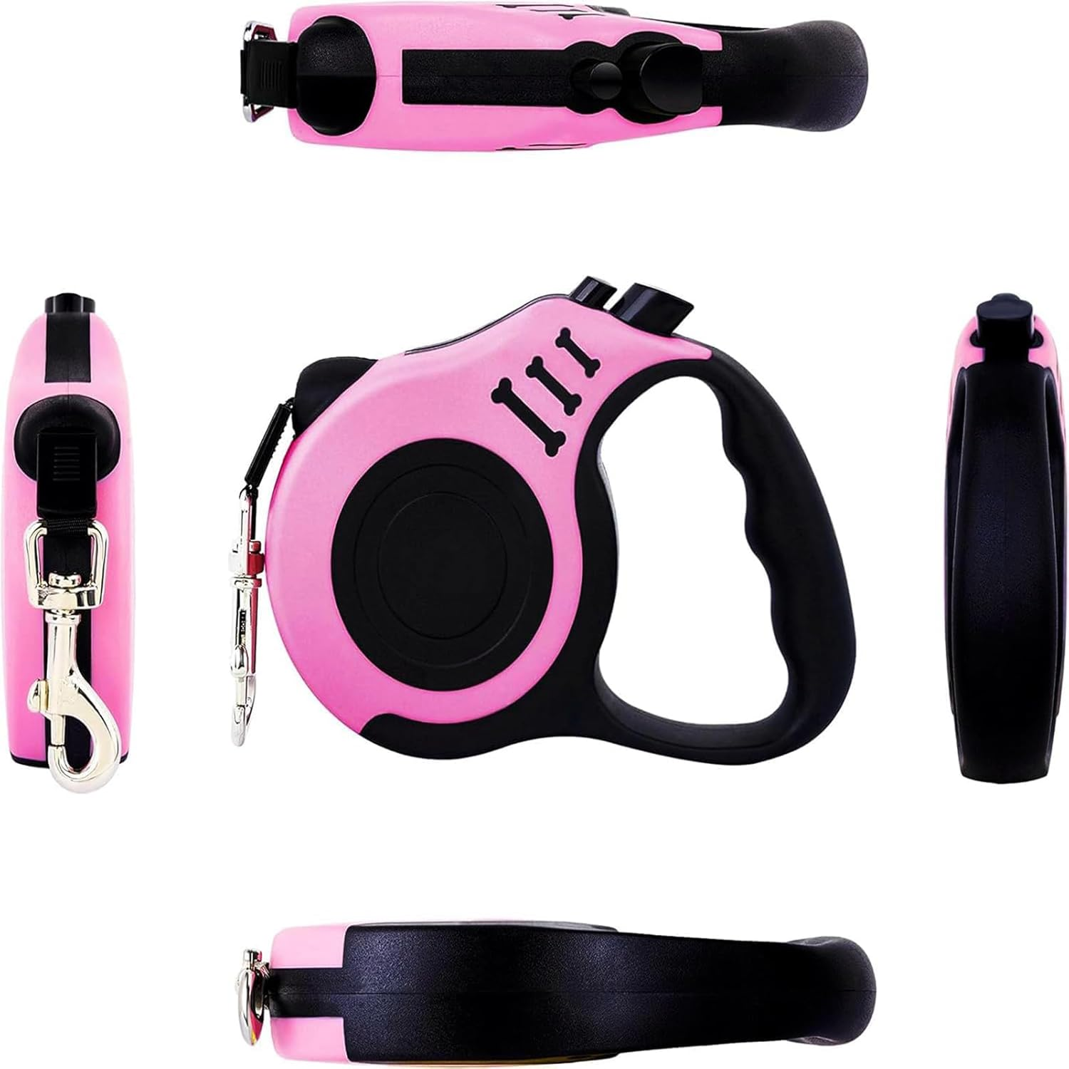 Babyhomder Pink Retractable Dog Leash Heavy Duty 16Ft Retracting Pet Leash with Dog Waste Bag Dispenser + Dog Bowl (Pink) image number 5
