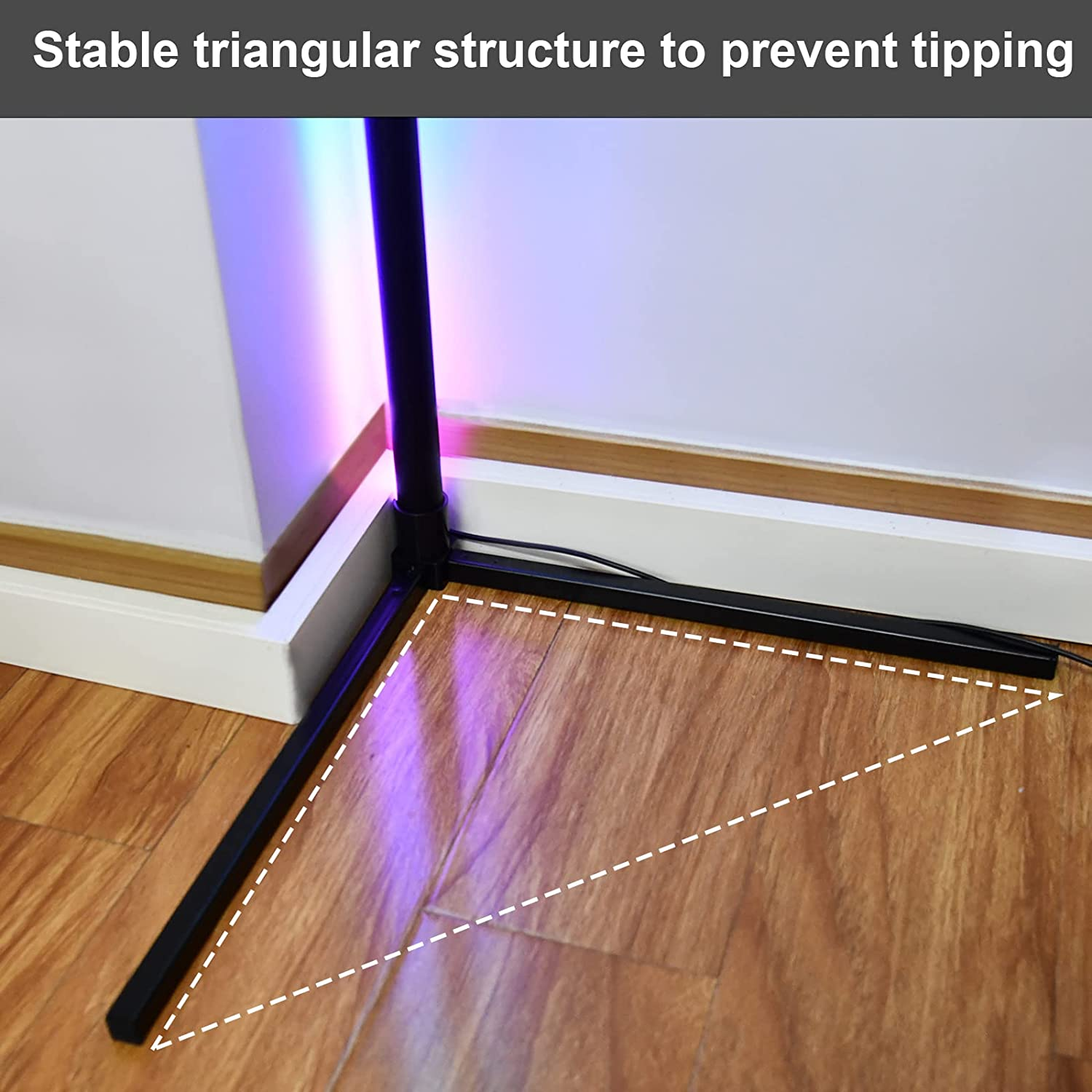 Corner Floor Lamp, RGB Color Changing Mood Lighting, Dimmable LED Modern Floor Lamp with with Remote/Music Sync and DIY Colors, Color Changing Ambiance Lamp for Living Room Bedroom Gaming Room image number 5