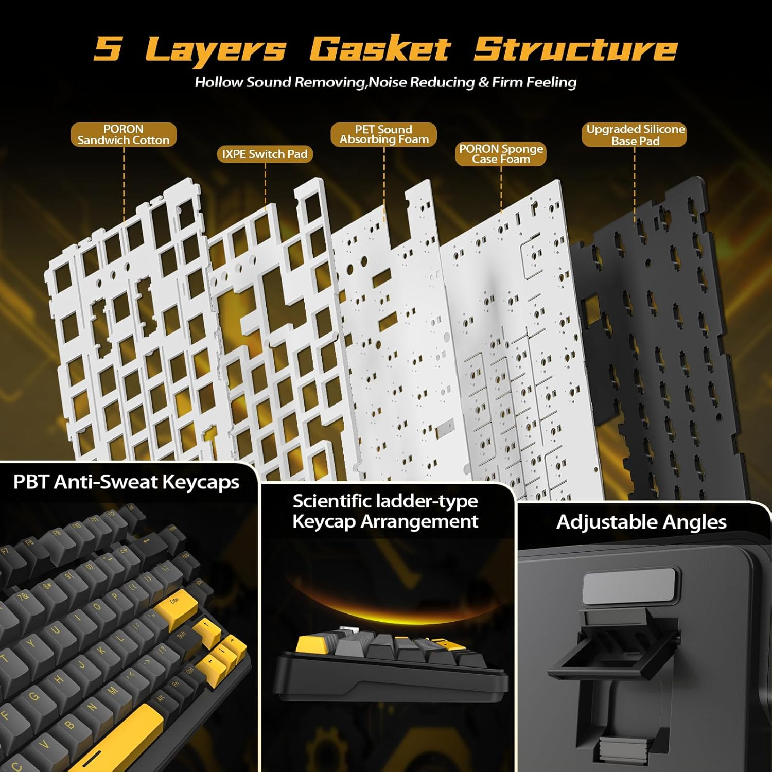 ATTACK SHARK X85Pro 75% Mechanical Keyboard with Screen & Knob Hot Swappable Wireless 2.4Ghz/Bluetooth/Wired RGB Gasket Mount QMK Custom Gaming Keyboard Linear Blueberry Switch for PC/MAC (Black) - Black image number 6