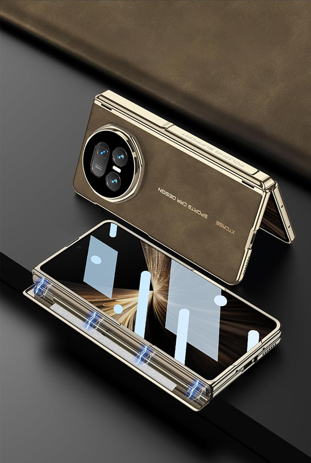 Hauw Case for Honor Magic V5, Slim Fit Shockproof Leather Mobile Phone Case Compatible with Honor Magic V5, Black 1 - Black image number 6