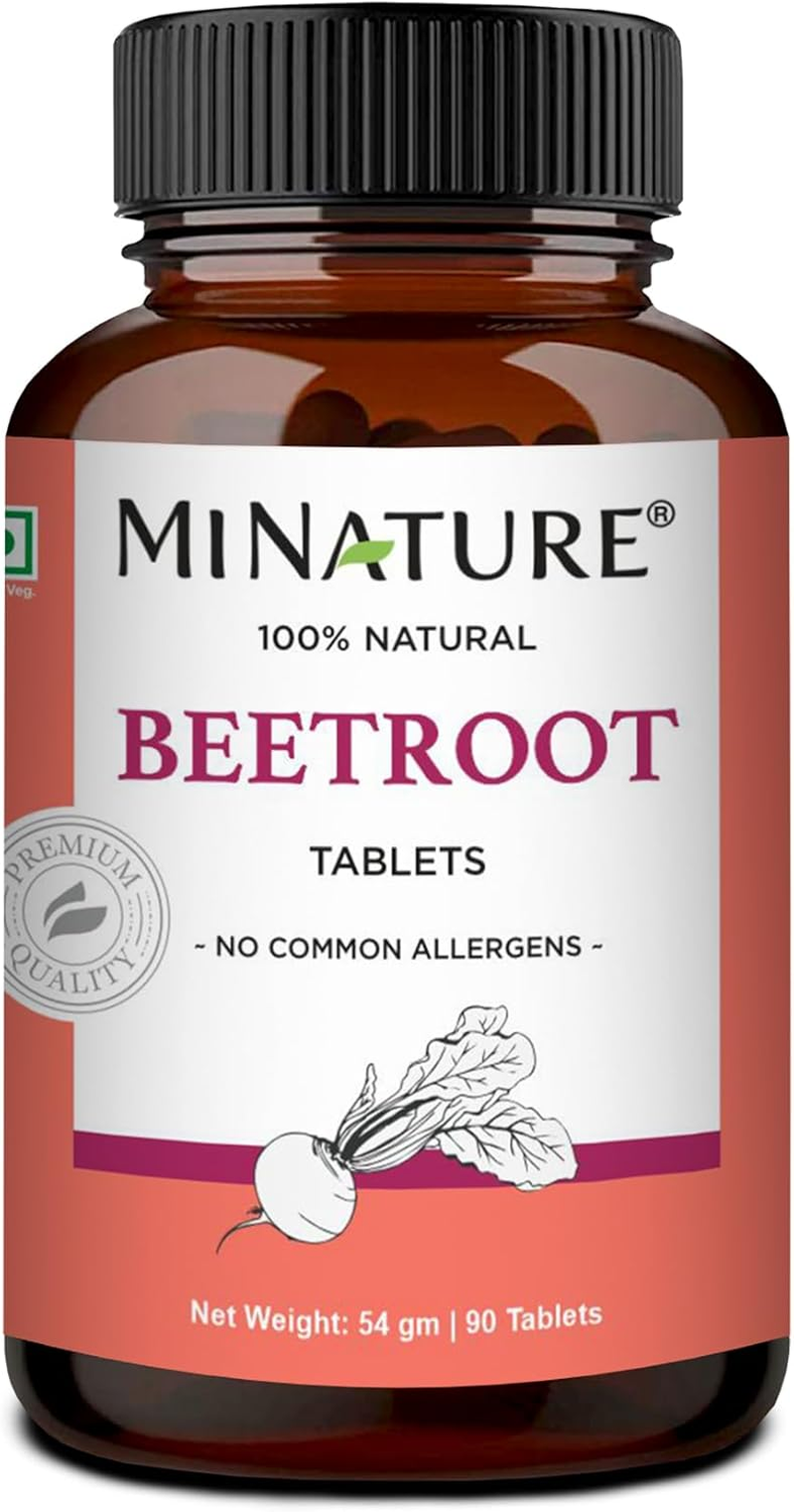 Beetroot Tablets by Mi Nature | 90 Tablets, 1000 Mg | 45 Days Supply | Beta Vulgaris | Vegan |