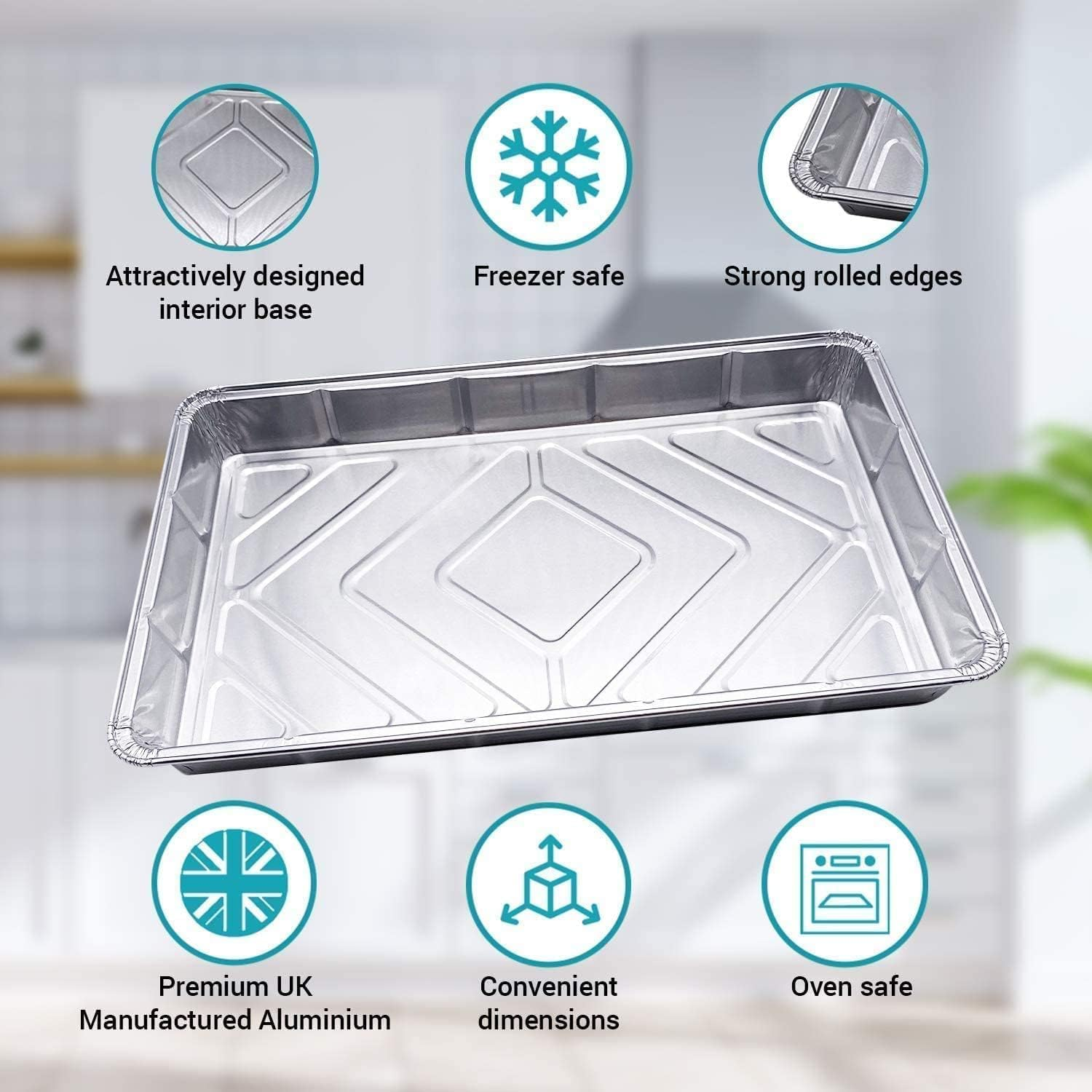 HUIRUMM 30Pcs Aluminium Foil Baking Trays,31X21X5Cm Catering Supplies,Disposable Aluminium Foil Baking Trays, Mini Tray Bakes,Small Containers for Baking, Roasting,Freezing,Storage,Cooking,Brownies image number 2