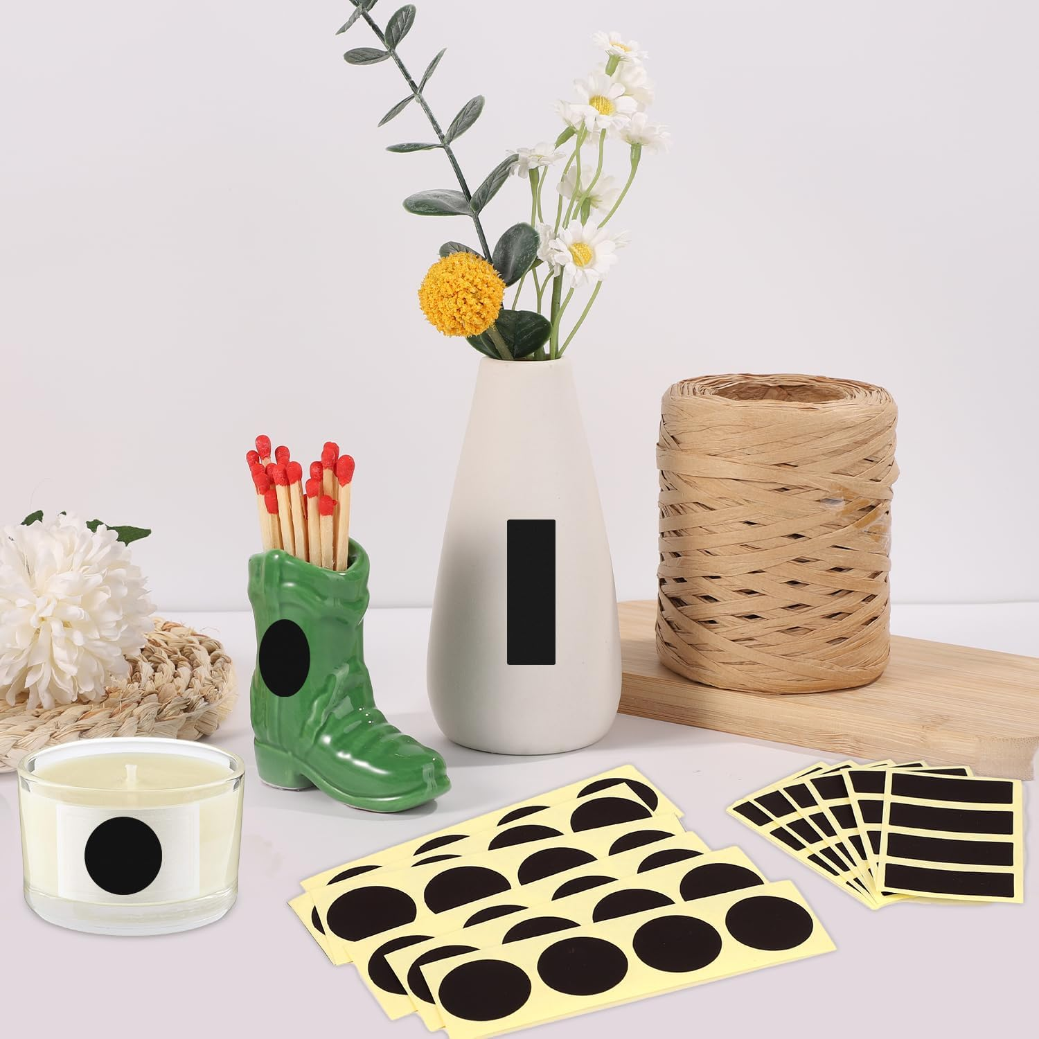 120Pcs Match Striker Papers with Adhesive, 60 round and 60 Rectangle Match Striker Stickers Match Striker Paper Sheets for Match Rack Cymbal Paper Replacement (Black) - Brown image number 3