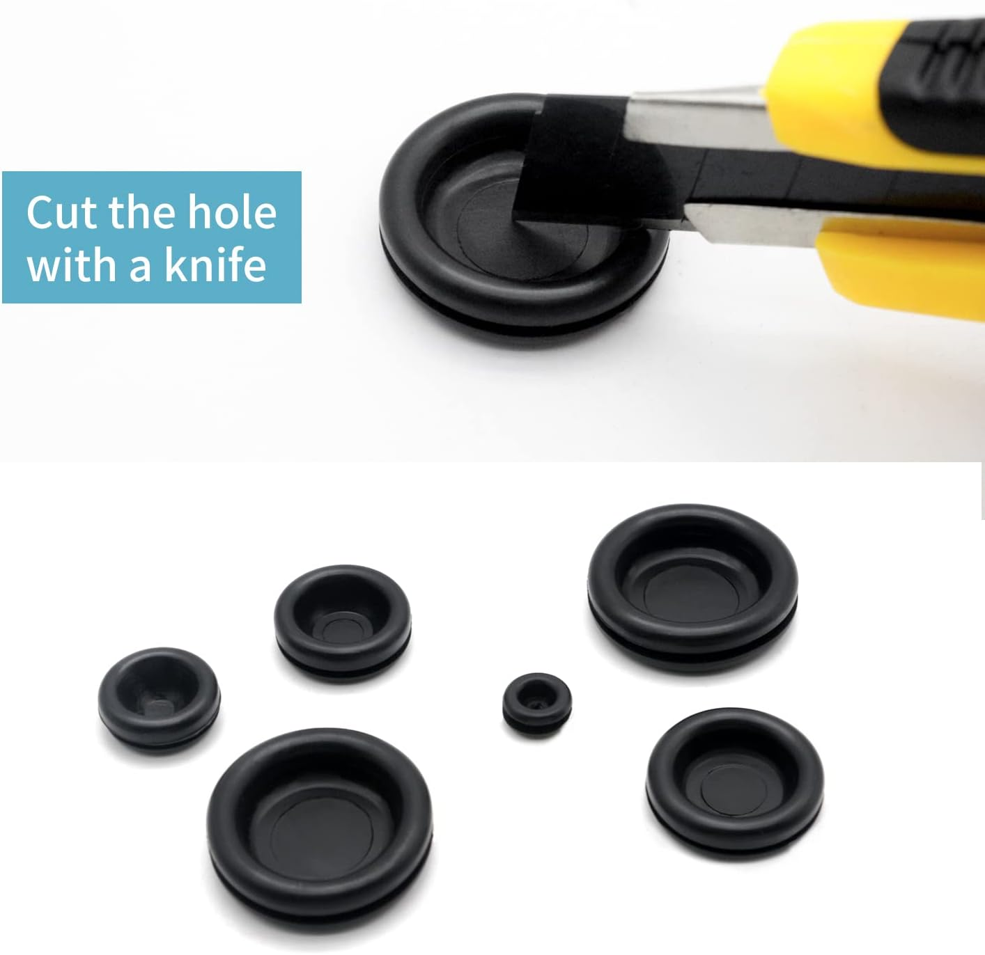 188 Pieces Closed Rubber Grommet Firewall Solid Closed Hole Plug Assortment Kit for Wire Electrical Appliance Plumbing (7 Sizes) image number 2