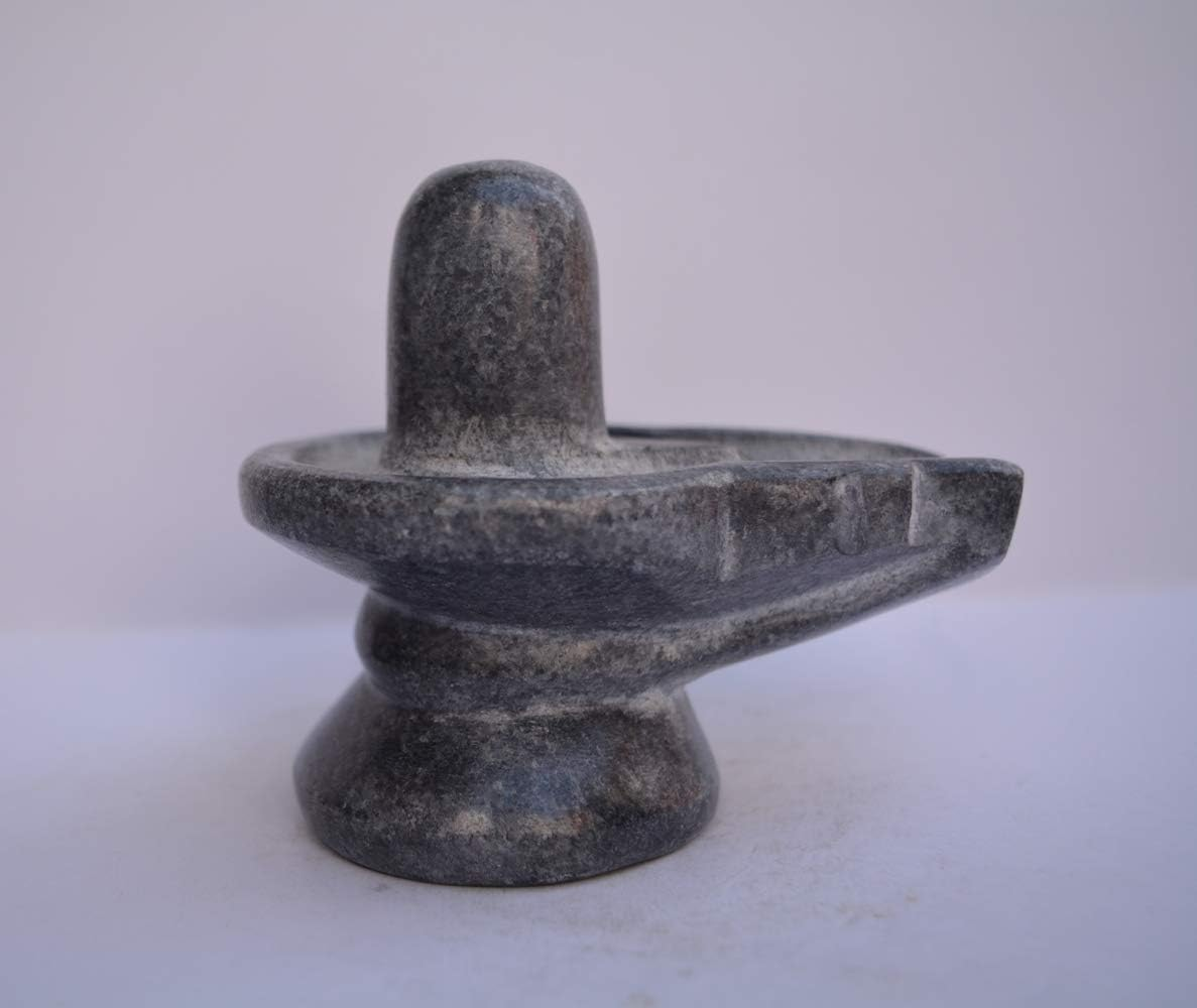 Black Stone Shiva Lingam 4 Inch &ndash; Handcrafted Shivling Idol for Pooja, Temple & Home D&eacute;cor | Natural Stone Lingam Statue for Spiritual Worship & Meditation | Traditional Hindu Gift Item