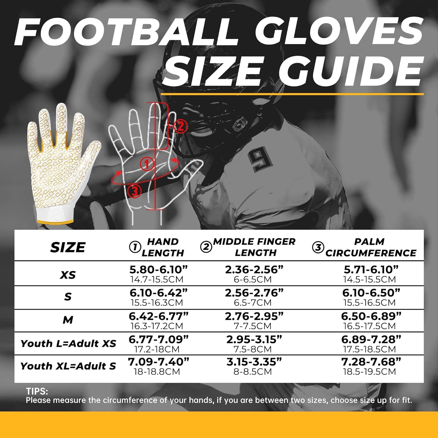AIGEVTURE Mens Football Gloves Wide Receiver Gloves Youth Sticky Receiver Gloves Mens Receiving Gloves Best Gifts image number 5