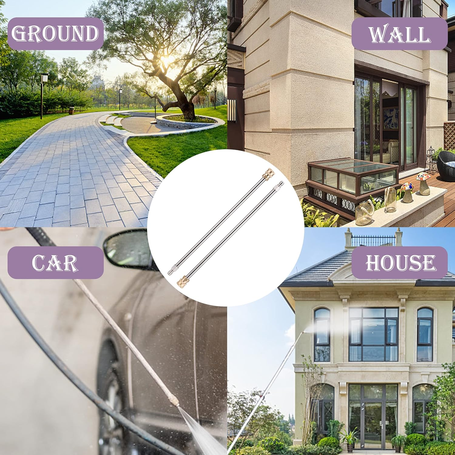 JOEJET Power Washer Extension Wand, 17 Inch Stainless Steel Pressure Washer Lance with 1/4 Inch Quick Connect, 2 Pack image number 5