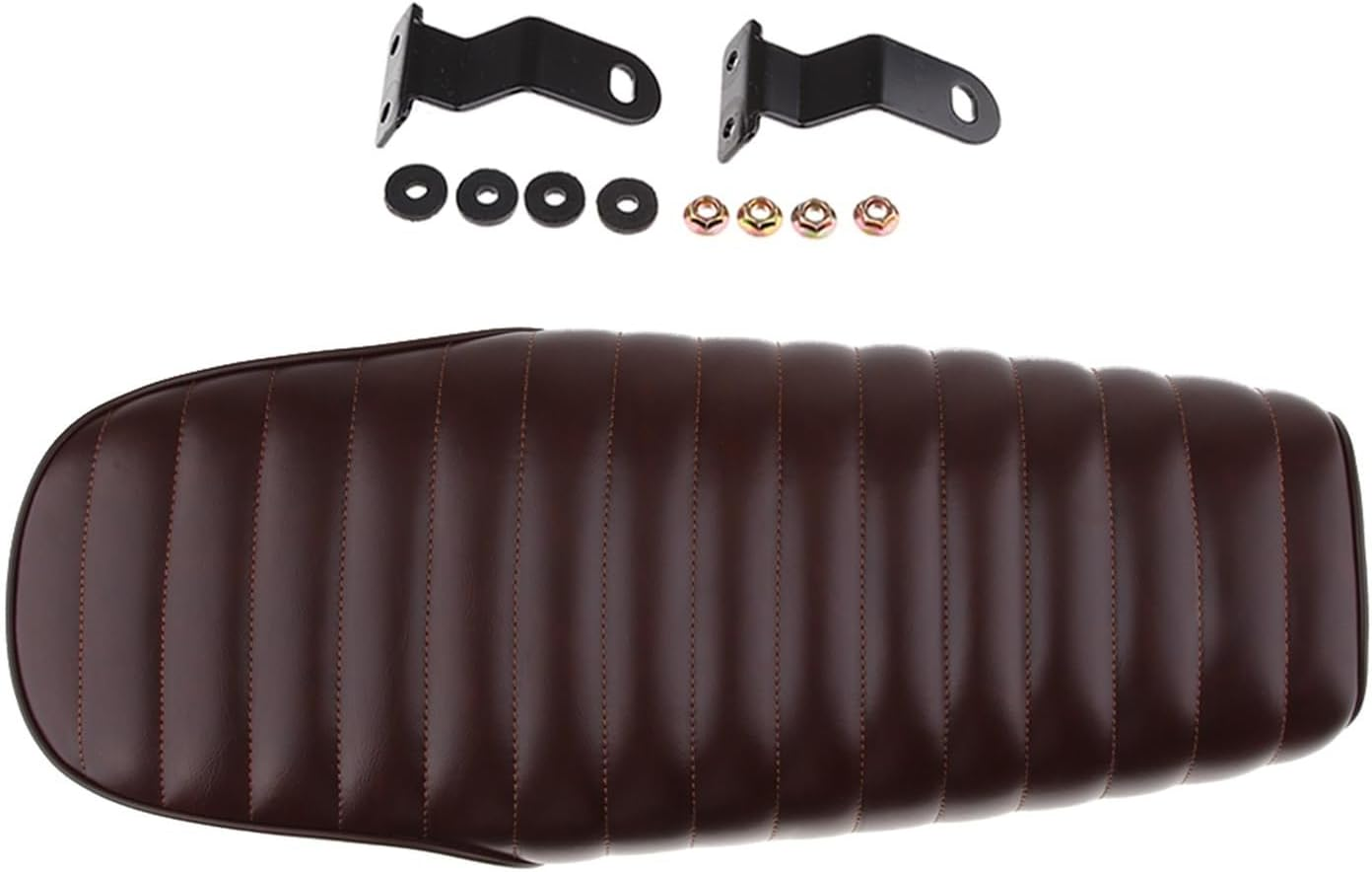 KANGYEBAIHUODIAN Fit for Motorcycle Dirt Bike ATV Seat Stripe Style Nonsilp Saddle Motorbike Cafe Racer Cushion Pad Seat - Vintage Brown
