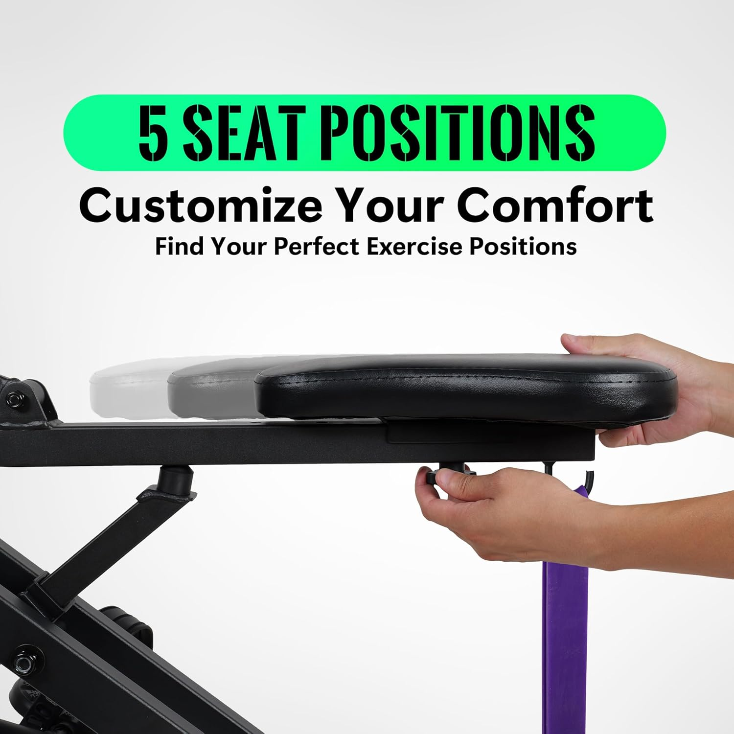 Leikefitness Squat Machine for Leg, Black Fitness Machine for Botty Glutes Butt Thighs Squat Assist Trainer 2 in 1 Ride & Rowing Machine for Home image number 5