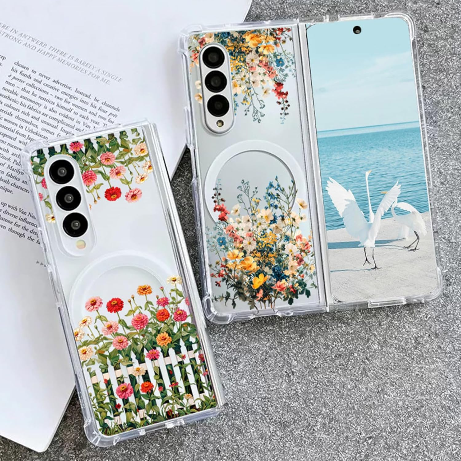 RUNGOS Magnetic Case for Samsung Galaxy Z Fold 6 (2024) - Beautiful Flower Prints, Strong Magnet, 10FT Drop Tested, Shockproof, Magsafe Compatible image number 7