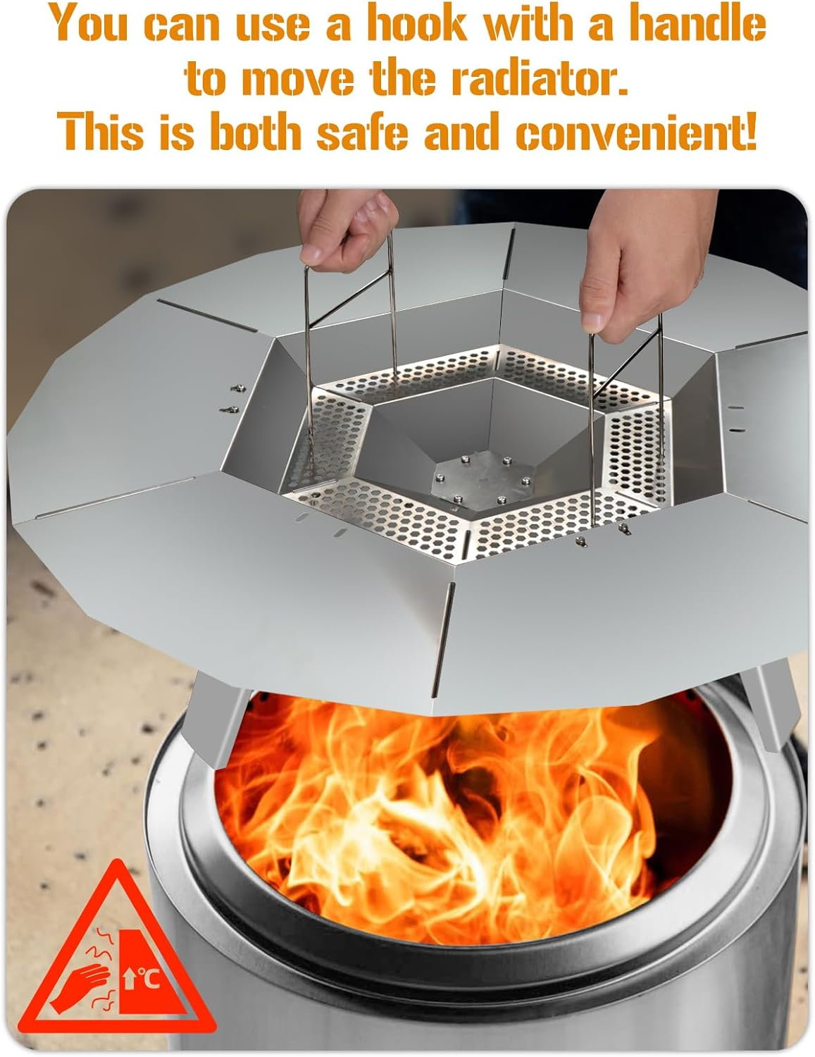 Heat Deflector for Solo Stove Bonfire, 19.5" Heat Deflector for Solo Stove Fire Pit, 304 Stainless Steel Heat Deflector with Handle & 3 Legs for Bonfire Fire Pit, Universal Heat Plate Traps Heat For image number 2