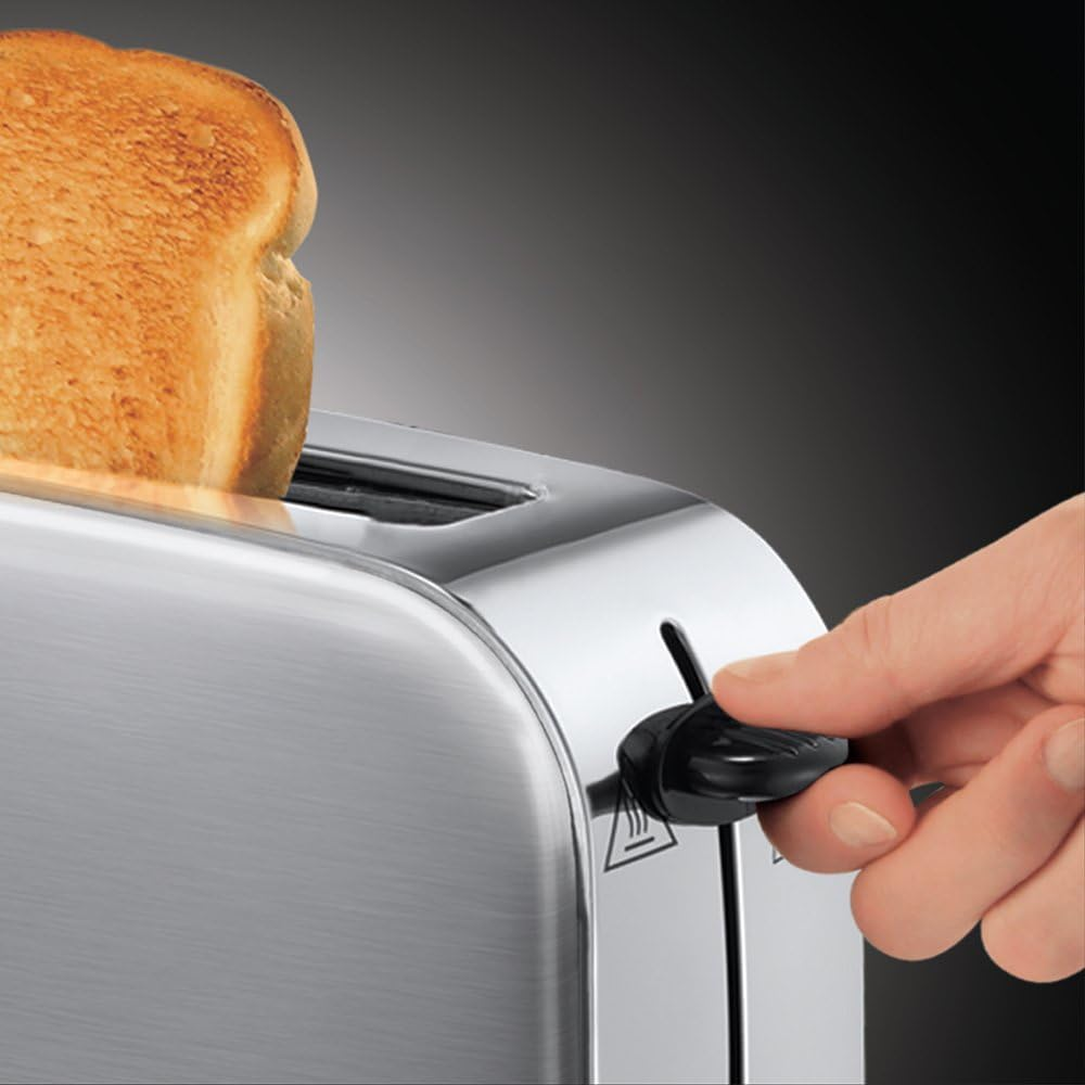 Russell Hobbs Toaster [Long Slot for 2 Slices / 1 Wide Slice of Bread] Adventure Stainless Steel (Extra Wide Toast Slot, Includes Bun Attachment, 6 Browning Levels + Defrost Function, 1000W) 21396-56 image number 4