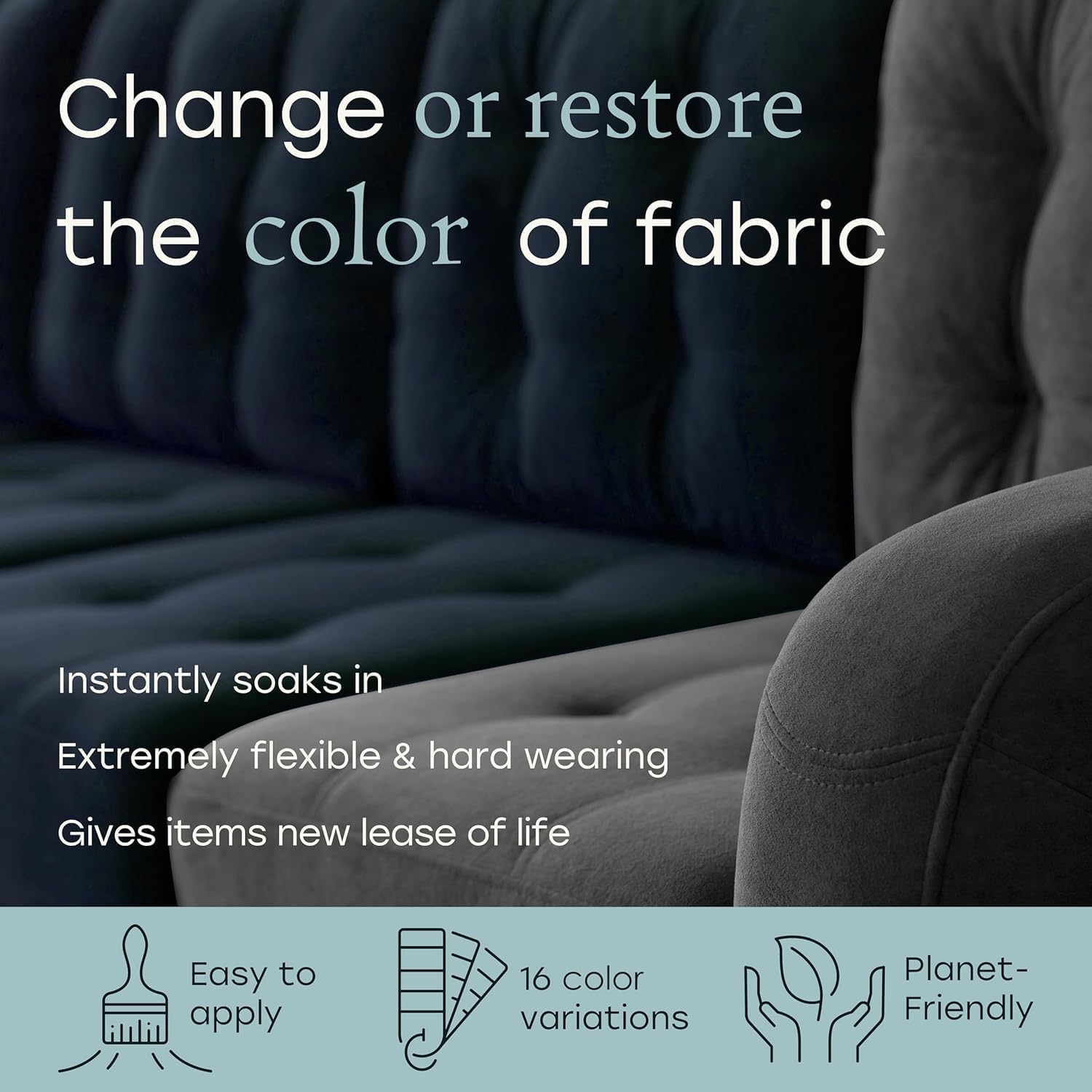 Fabricoat Fabric Paint &ndash; Restore or Change the Colour of Any Fabric - Paint Directly onto Fabric - Transform Anything &ndash; Sofas, Lampshades, Car Interiors (250Ml, Dark Grey) image number 3