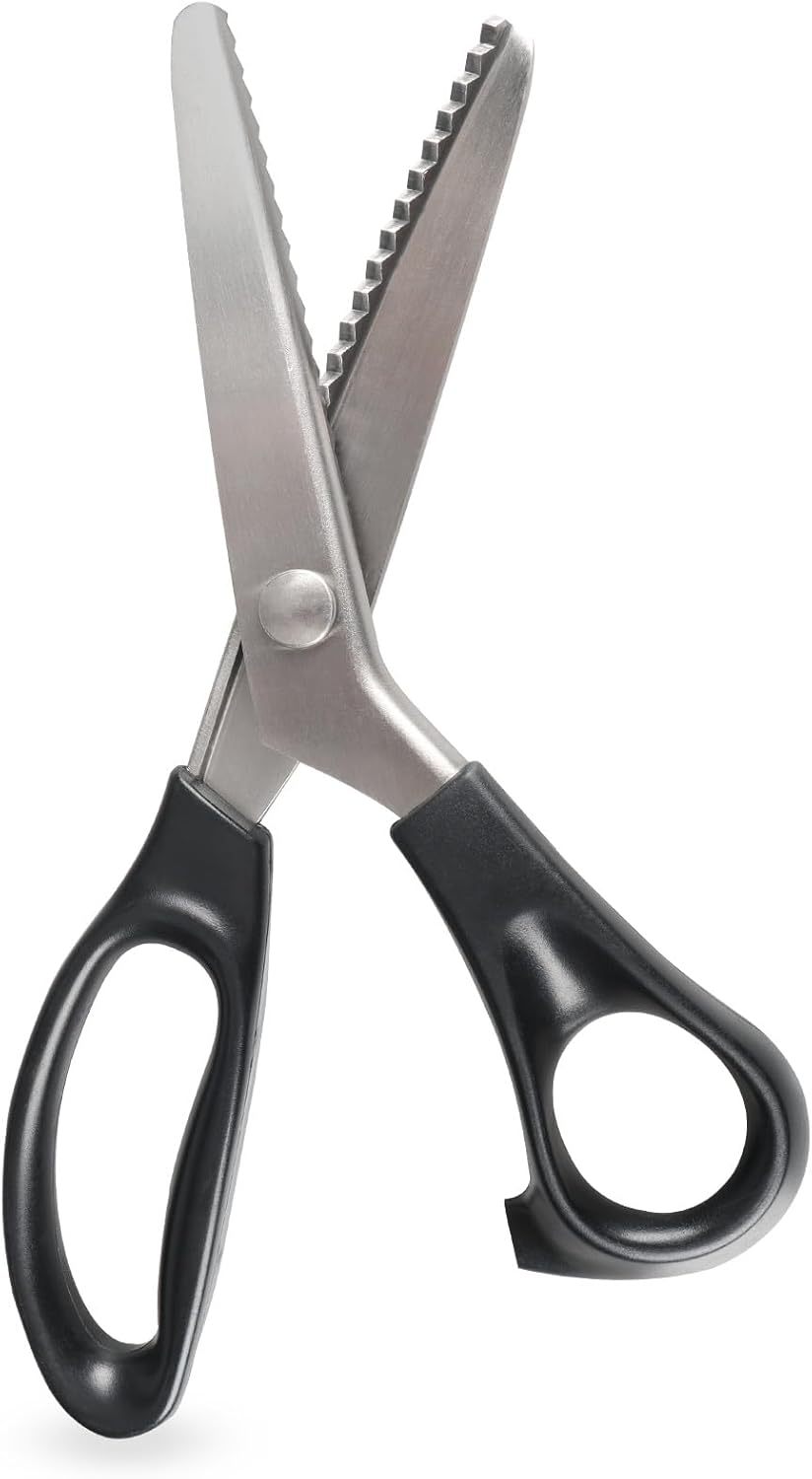 Pinking Shears for Fabric Cutting, 9" Zig Zag Scissors Decorative Edge Sewing Scissors, Stainless Steel Craft Scissors, Professional Handheld Dressmaking, Scrapbook Supplies, for Arts/Crafts/Leather image number 5