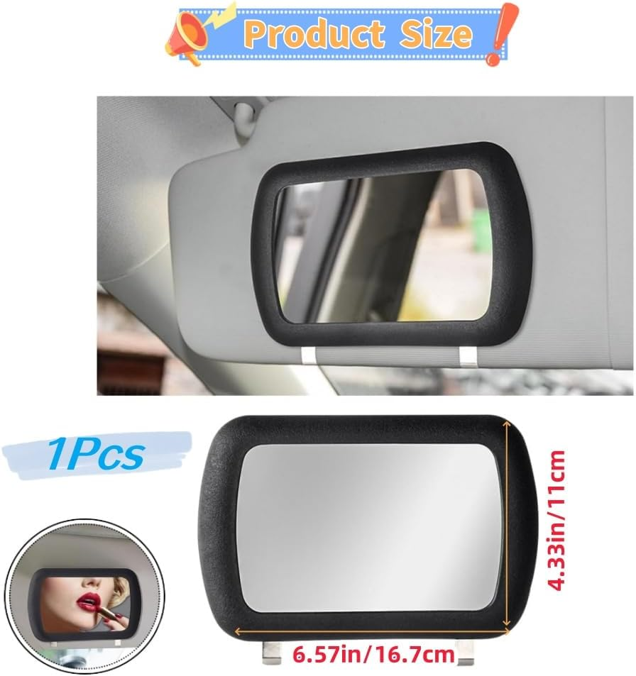 Universal Car Sun Vanity Mirror, Adjustable Portable Car Visor Cosmetic Mirror Universal for Truck SUV Auto Accessories(16.7 X 11Cm,Black) image number 6
