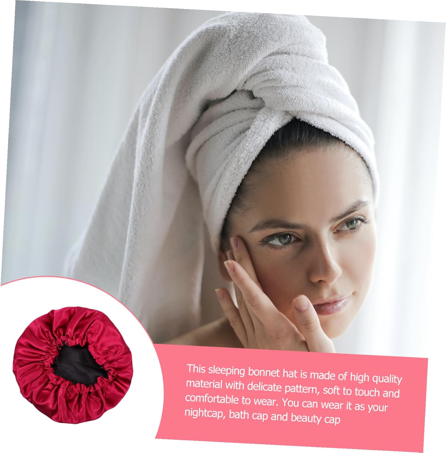 CHILDWEET Sleeping Cap for Women and Maternal Use Wide Stretch Band Night Bonnet Preventing Hair Comfortable Soft Breathable Night Hat for Sleep