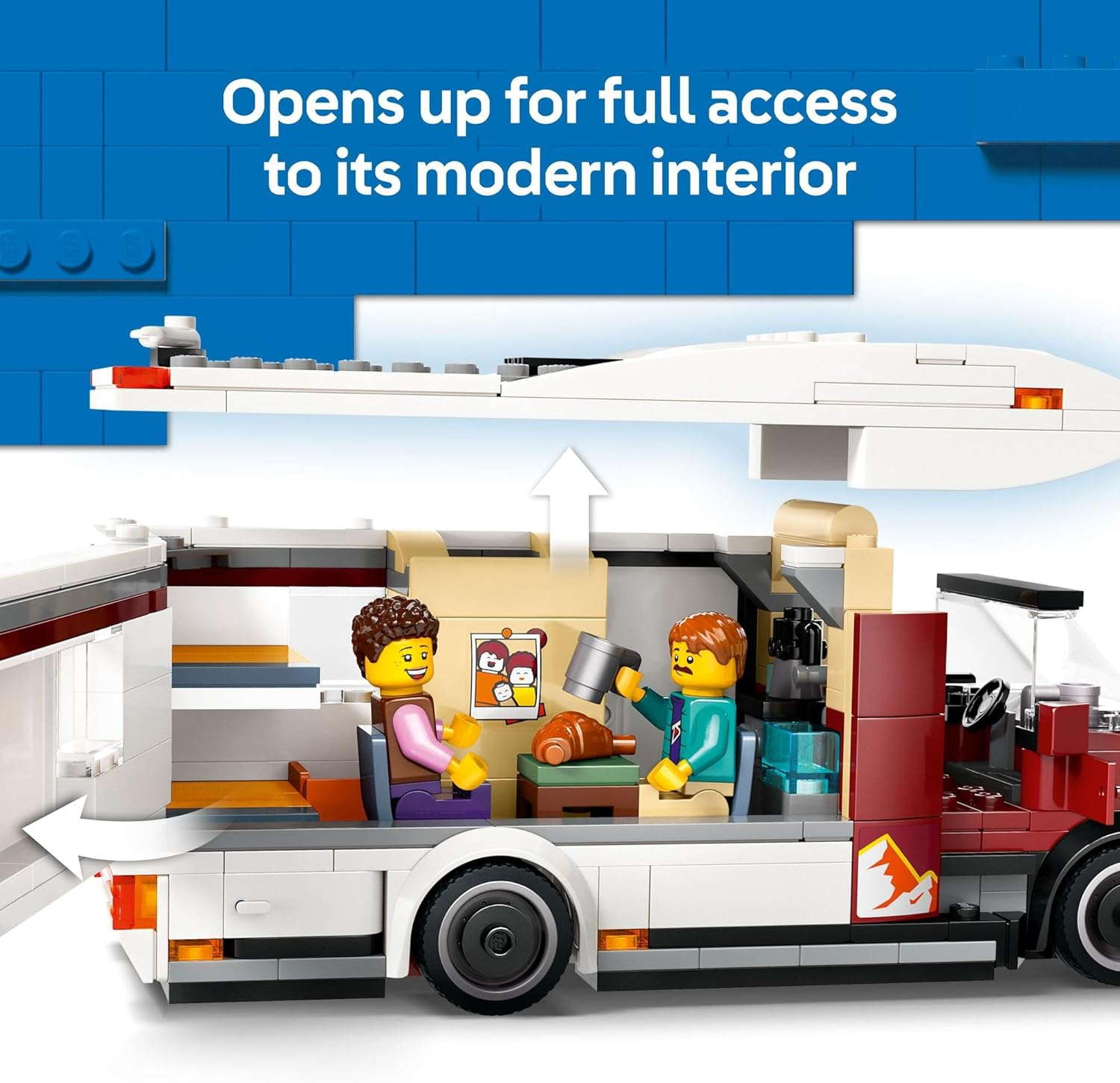 LEGO City Holiday Adventure Camper Van Toy for 6+ Year Old Girls & Boys, Vehicle Building Set with 3 Minifigures, Kids Toy Car & Accessories, Creative Role Play Construction Set 60454 image number 4