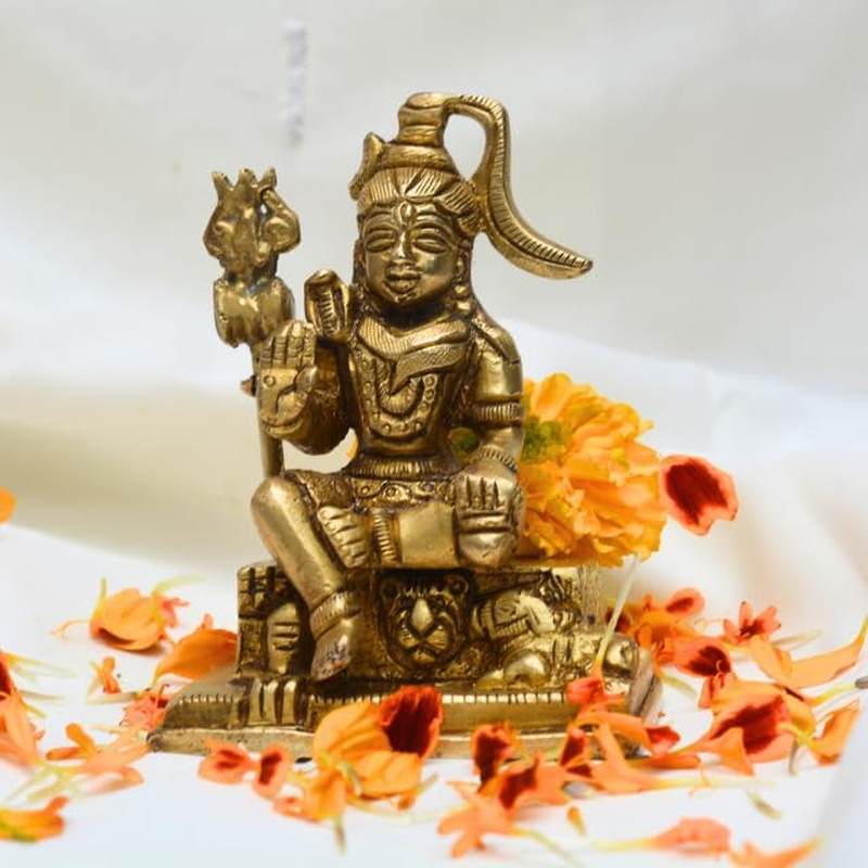 Brass Shiv Panchayat Idol 3" Inch | Shiva Lingam with Nandi, Parvati, Ganesh & Kartikeya | Shiv Parivar Statue | Bholenath Family Murti for Home Temple, Puja, Diwali Decor & Spiritual Gift
