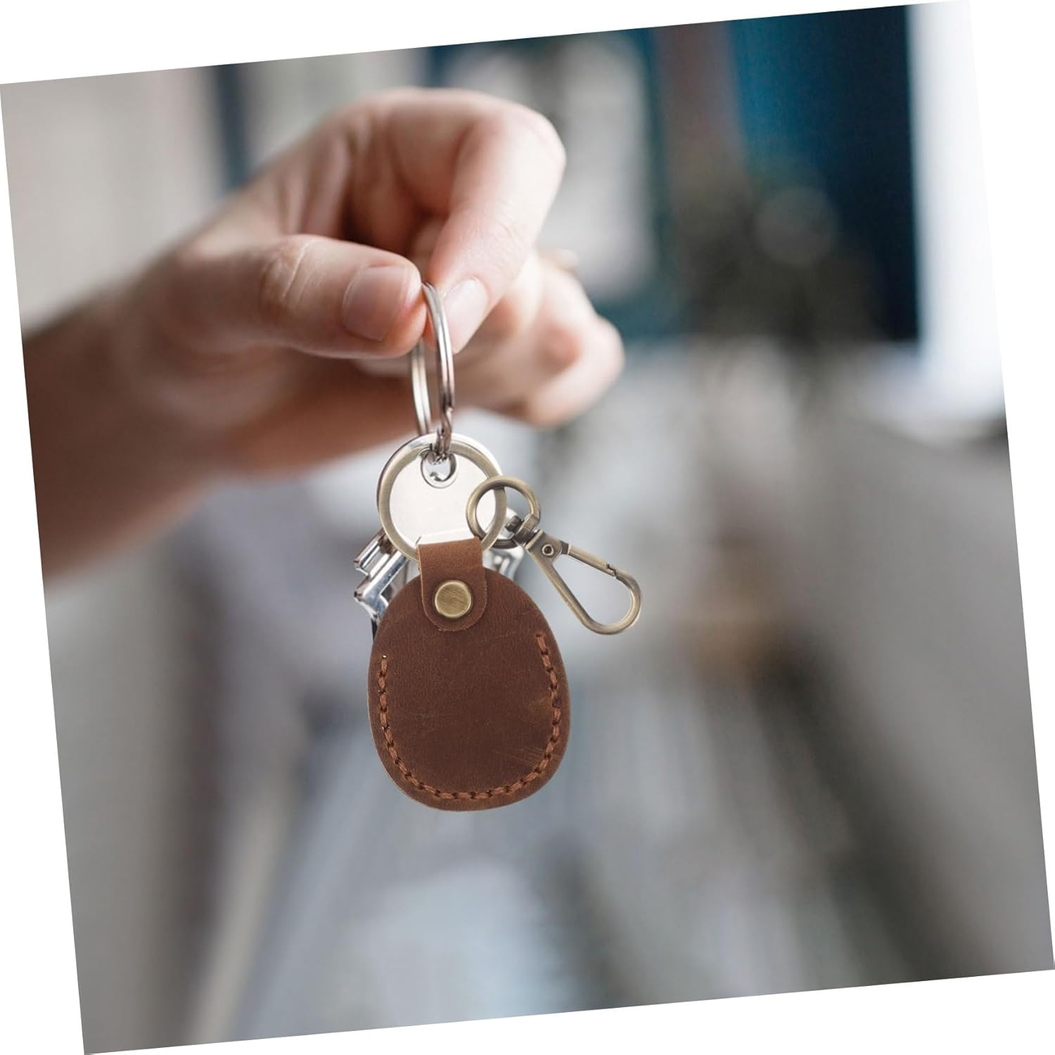 BIUDECO 3Pcs Handmade Pu Access Card Holder Keychain RFID Card Sleeve Compact Key Organizer for Fathers Day image number 3