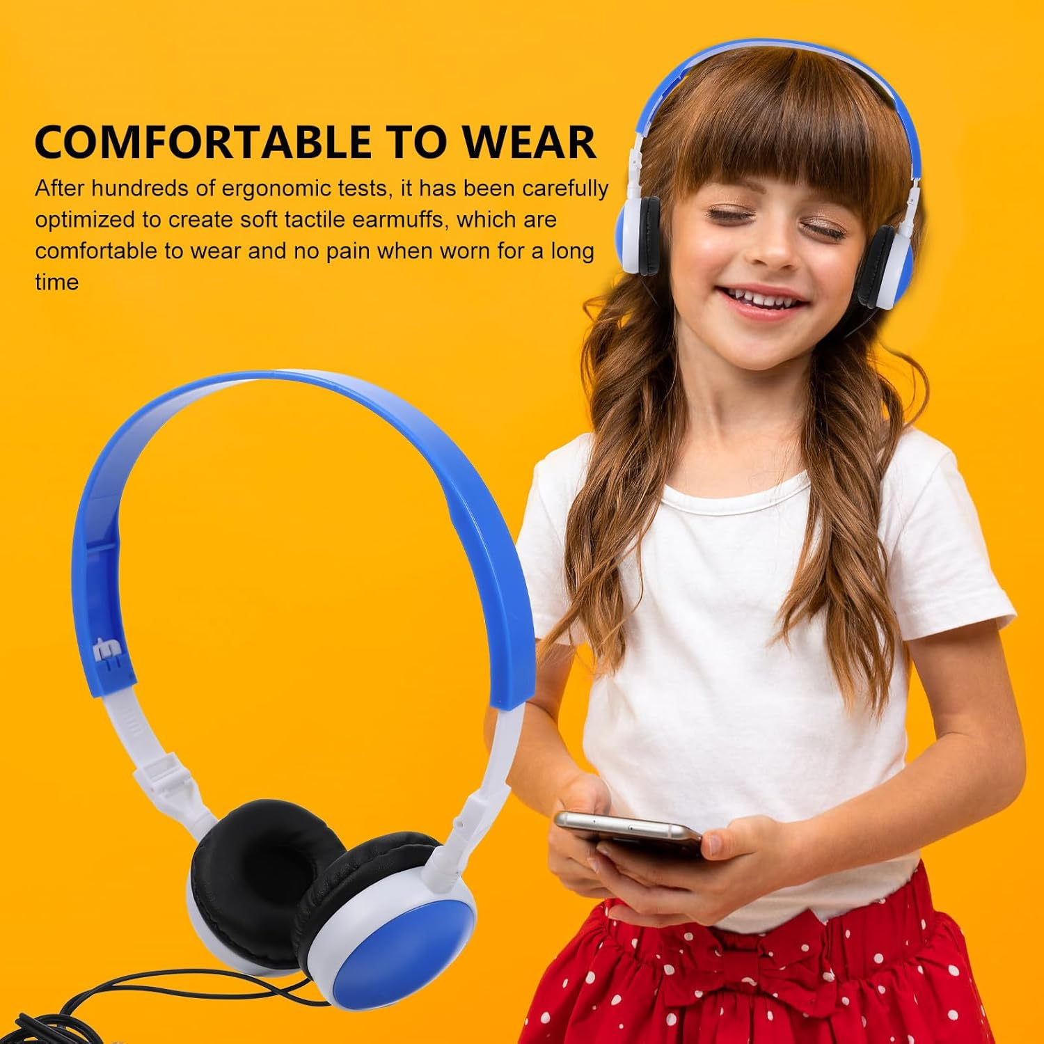 OKUMEYR Wired Headphones Foldable over Ear Headset Clear Stereo Sound for School Travel Home with Bumping Bass and Comfortable Fit image number 2
