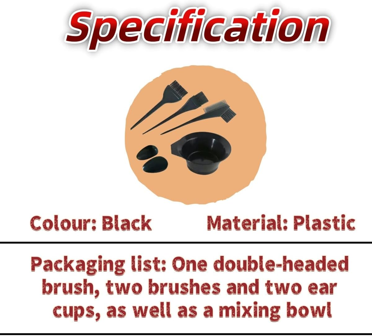 5-Piece Hair Dye Mixing Bowl and Brush Set, Hair Dye Applicator, Bowl and Brush DIY Hair Dyeing Tools for Salon and Home (Black) image number 5