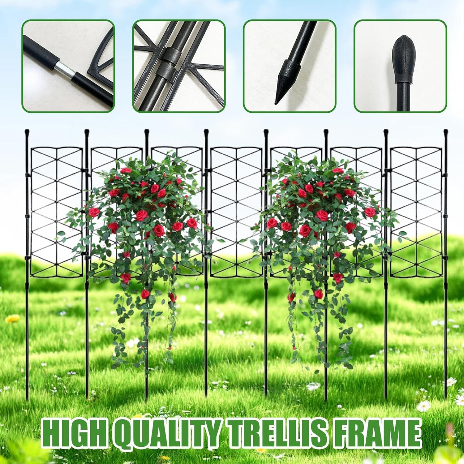 Indoor Plant Trellis,Lattice Frame Stake for Houseplant Support - Garden Climbing Plant Support Stand for Clematis, Sweet Peas, Roses, Morning Glories image number 1