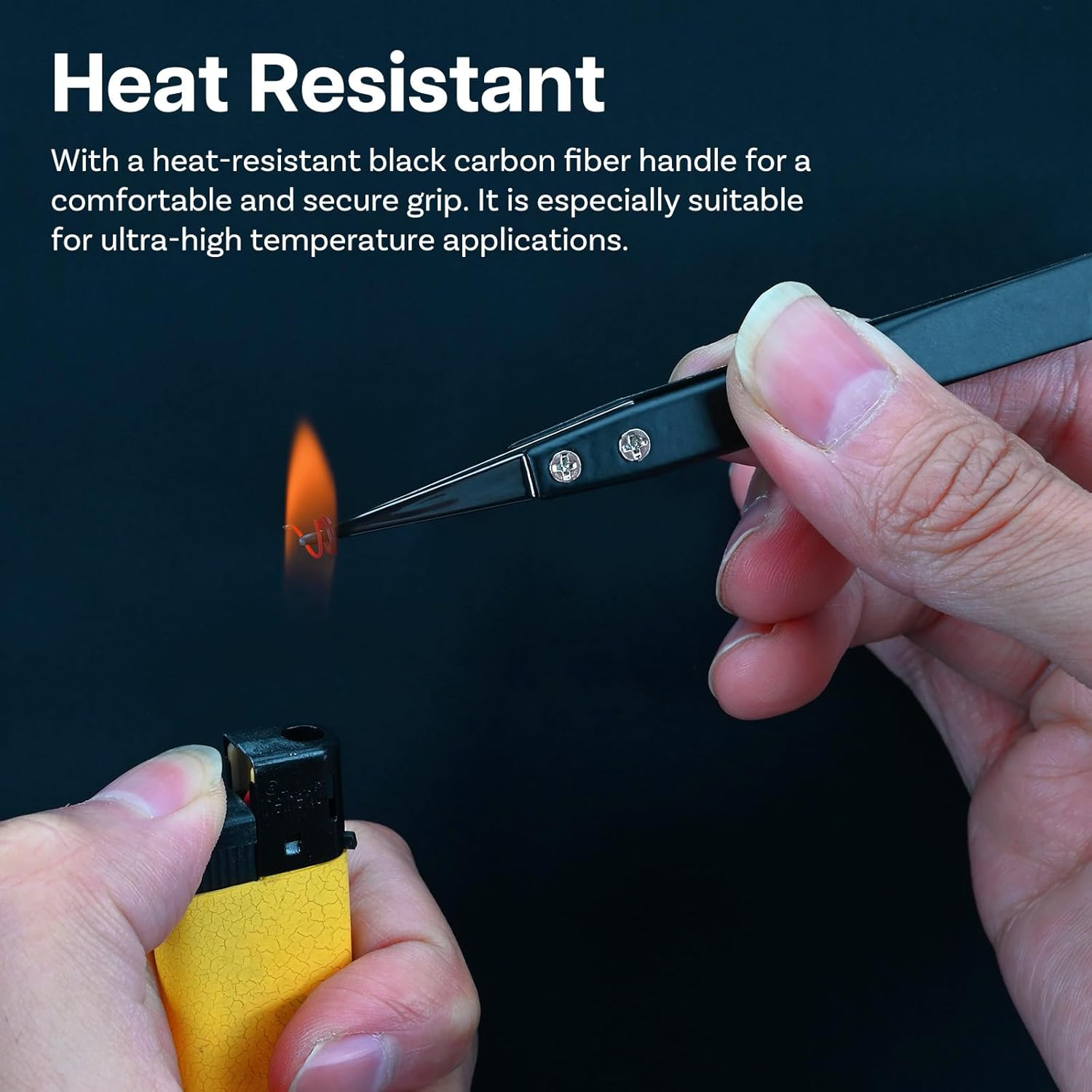 MMOBIEL 3Pcs Set Ceramic Tip Soldering Tweezers Heat Resistant 1600 C/3000 F for Electronics Repair, Jewelry, Computer, Laboratory Soldering Work Etc. - Black image number 1