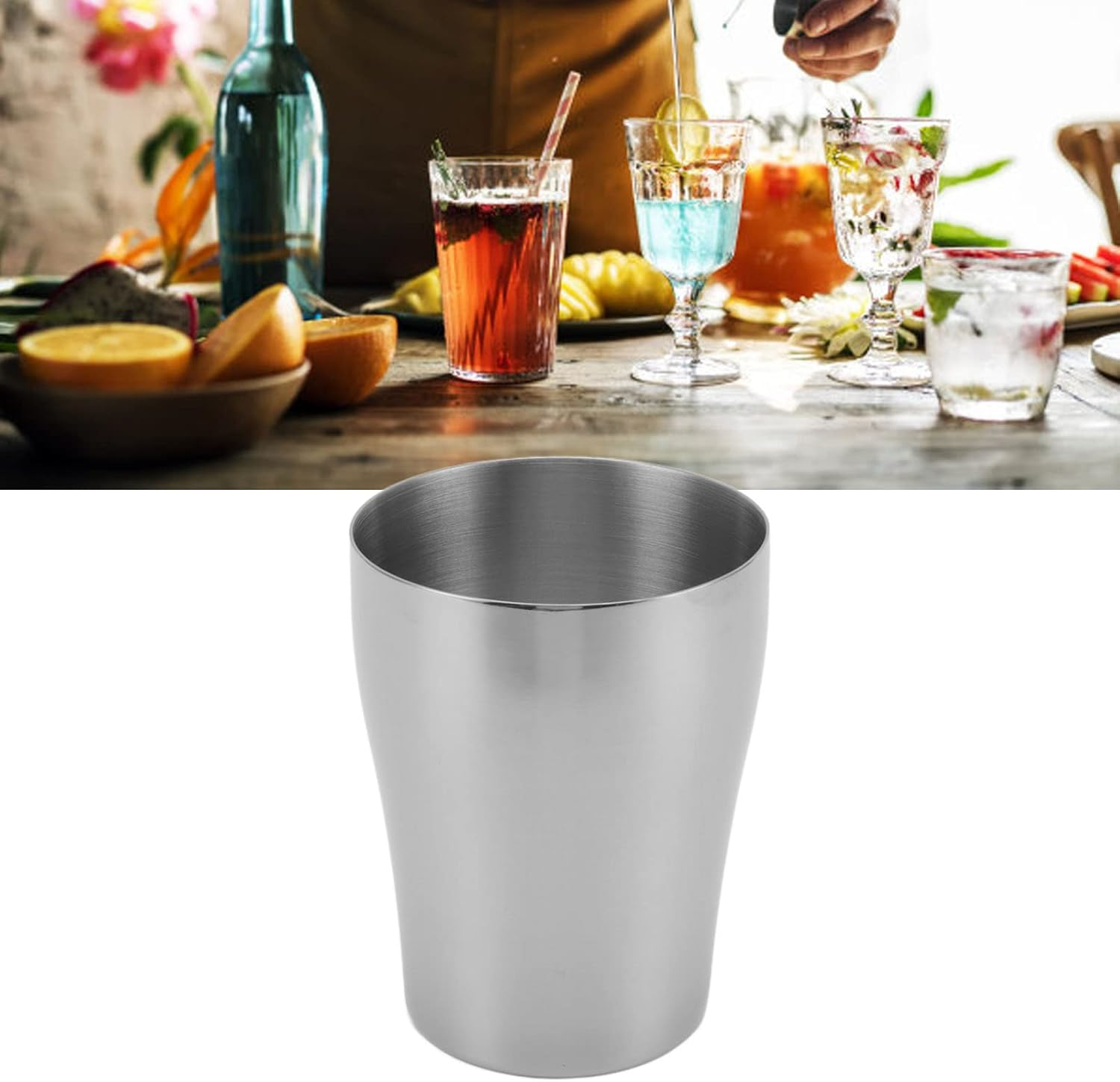 Stainless Steel Cup, Shatterproof Outdoor Cup,304 Stainless Steel Drinking Cups Hygienic Odorless Stackable Reusable Portable Camping Mugs for Hot Water Coffee Juices image number 2