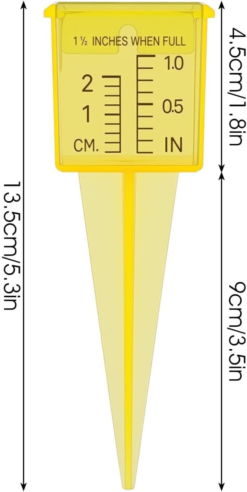 10PCS Rain Gauges, Bright Yellow Reusable Rain Gauge, Transparent Outdoor Water Measuring Tool for Garden, Lawn & Backyard, Accurate Sprinkler Gauge Instrument image number 1