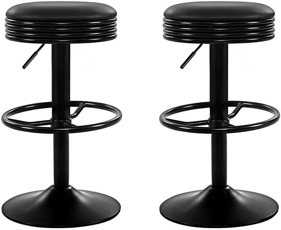 Artiss Bar Stools Stool Set of 2 Adjustable Kitchen Swivel Counter Barstools Dining Chair Chairs Gas Lift Black in 59-81Cm Seat Height Floor for Home Bar Dining Room Cafe Outdoor Indoor
