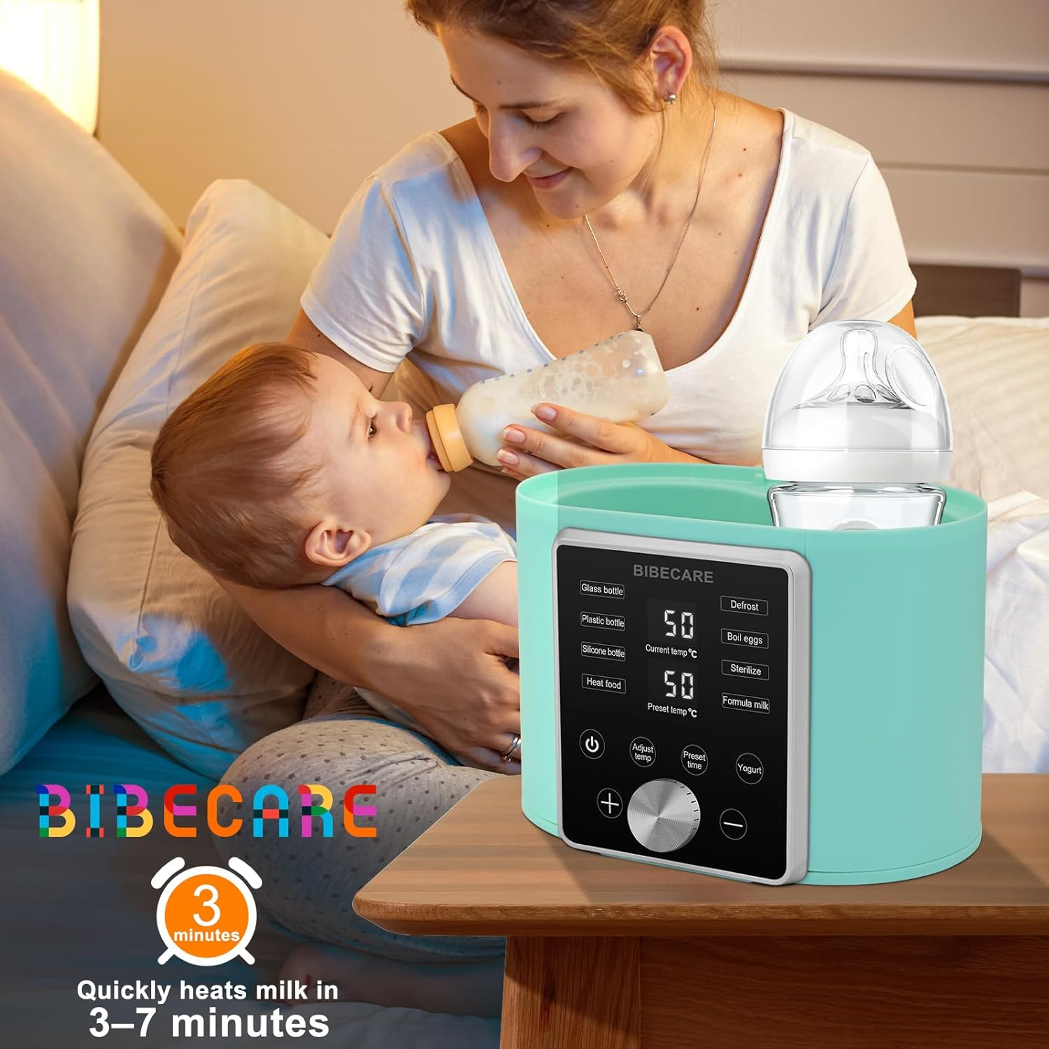 Multifunction Baby Bottle Warmer with Accurate Temperature Control, Constant Heat Milk Warmer for Breast Milk & Formula, Adjustable Heating, Easy & Safe to Use - Green Black image number 6