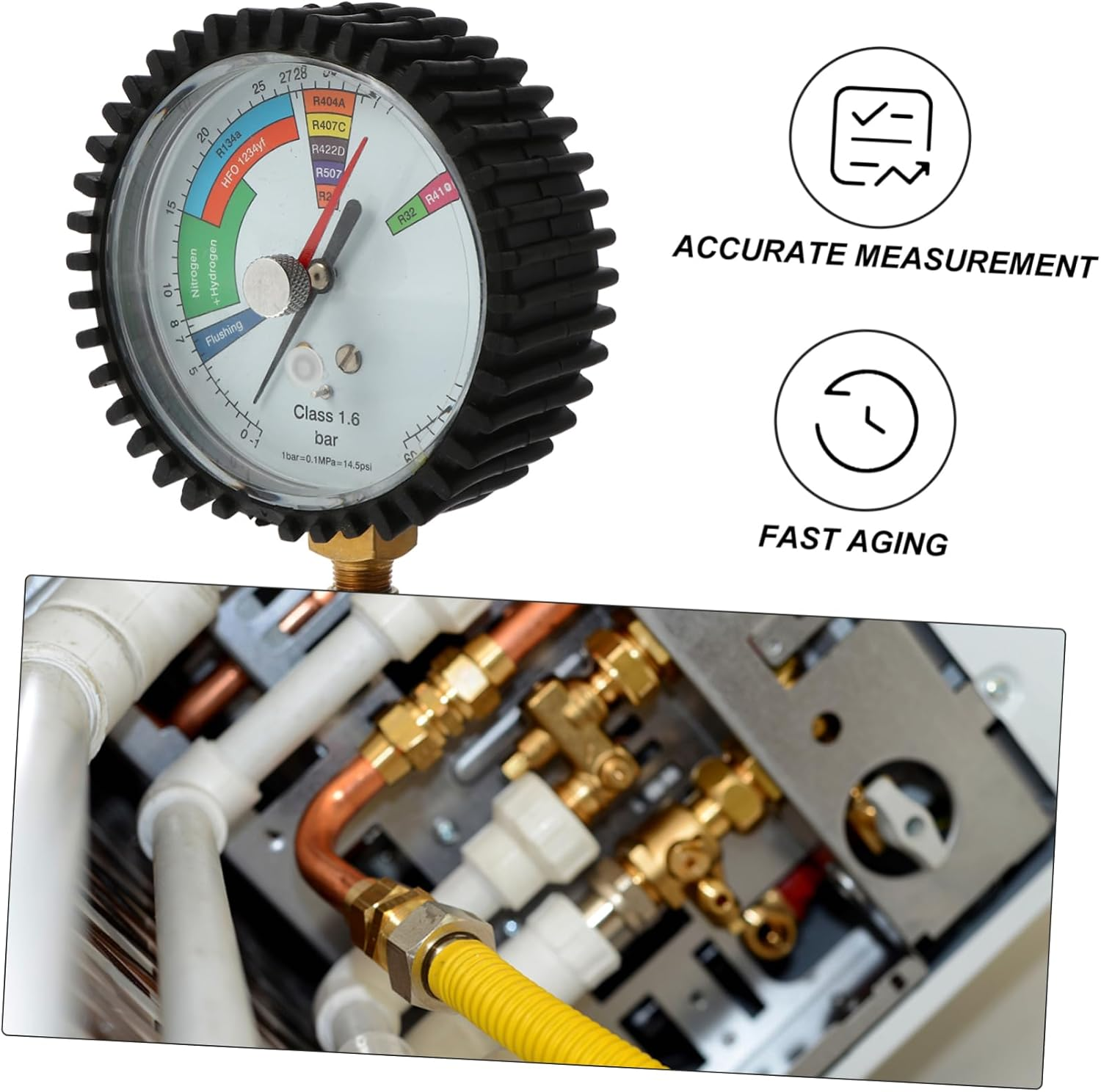 PLAFOPE 3Pcs Refrigeration Equipment Pressure Gauge Nitrogen Pressure Tester Automotive Central Air image number 4