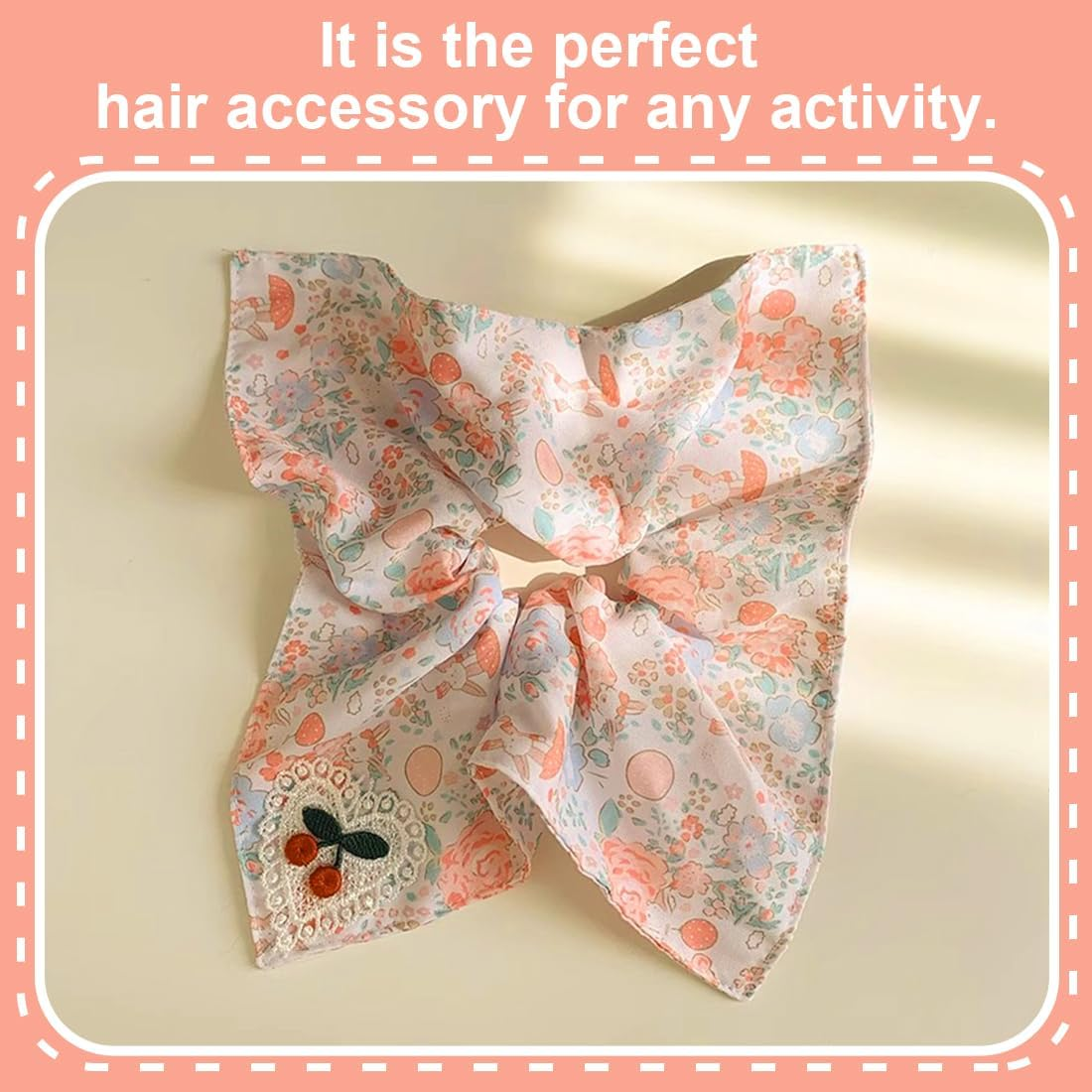 CATOR 1 Piece Hair Bobbles Silk Scrunchies for Women, Hair Scrunchies Soft Elastic Silk Skrunschis Large for Women Girls image number 4