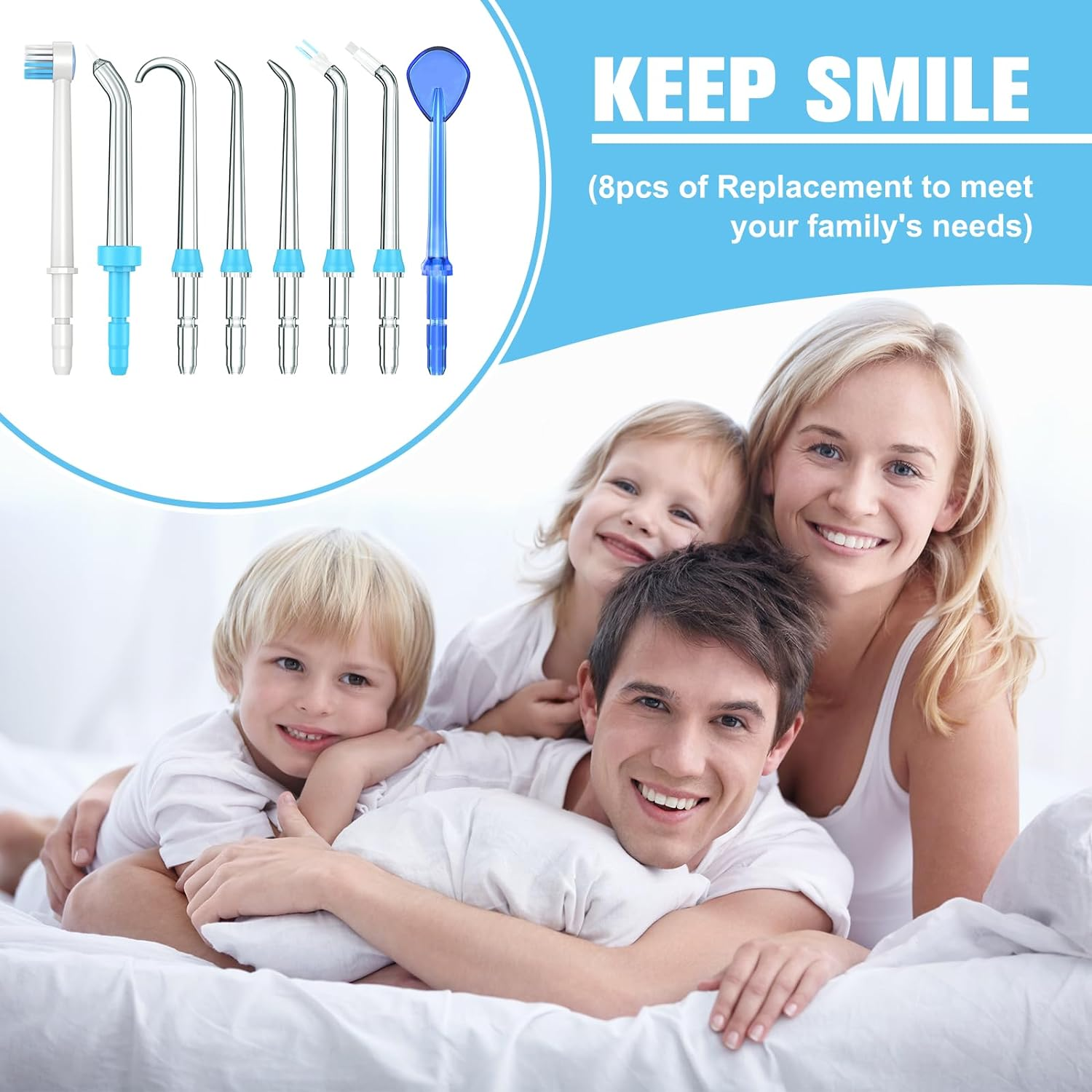 Replacement Tips for Waterpik Water Flosser,Replacement Classic Jet Tips Compatible with Waterpik Oral Irrigator,Replacement Brush Heads for Waterpik,8 Pcs Replacement Parts for Waterpik image number 3