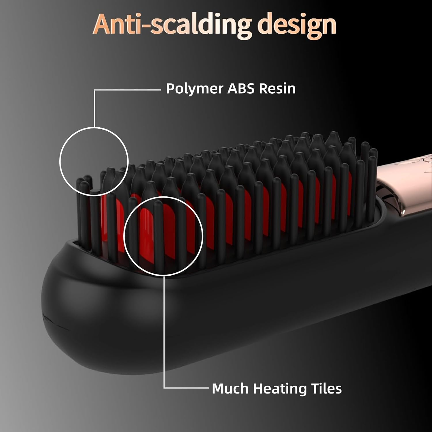 Cordless Hair Straightener Brush, Portable Straightening Brush for Women, Mini Hair Straightener for Travel, 4000Mah Rechargeable Fast Heating Electric Hair Straight Comb Present for Women image number 6