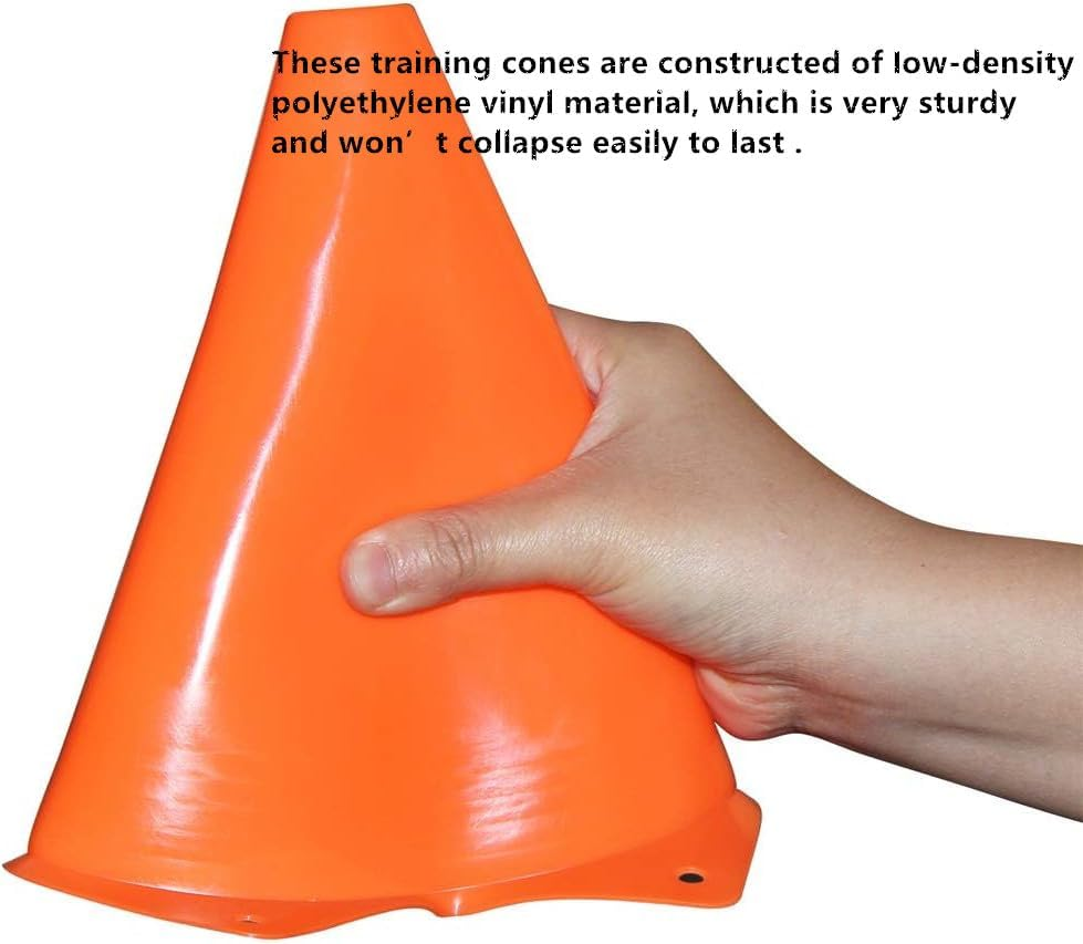 YKHNIS Soccer Cones, 10 Pack Multipurpose Training Cones,Football Training Cones,Agility Field Marker Cones for Basketball Football Drills Training, Outdoor Activity or Events image number 4