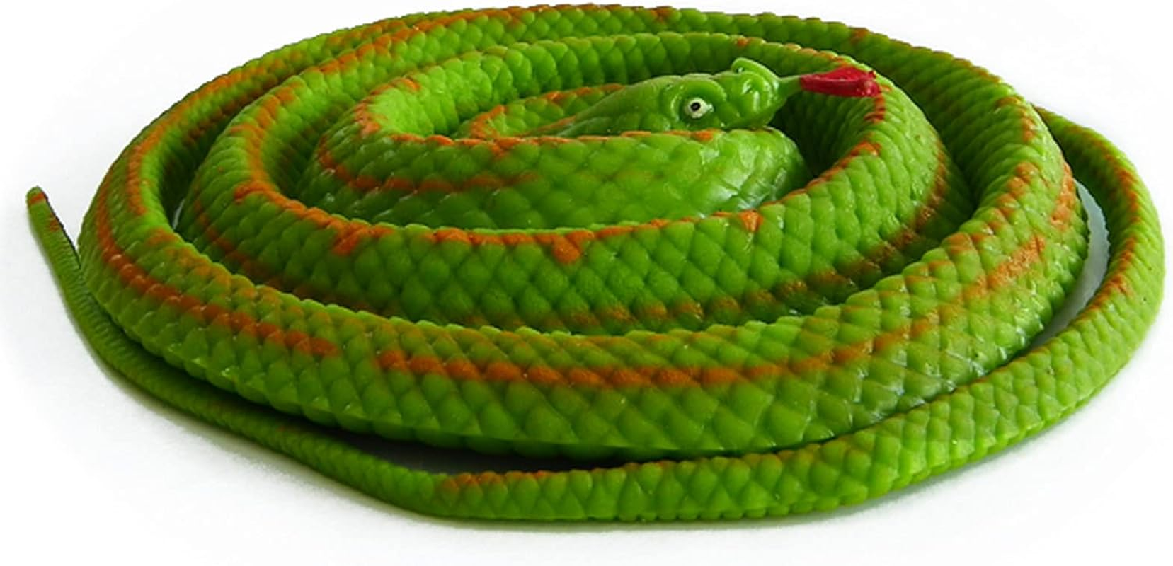 BOHS Elastic Rubber Green Snake- Stretch & Swing - Easy Camouflage - Prank Toy Scary Fake Lifelike Animal Model - 130 CM / 4.2 Feet image number 4