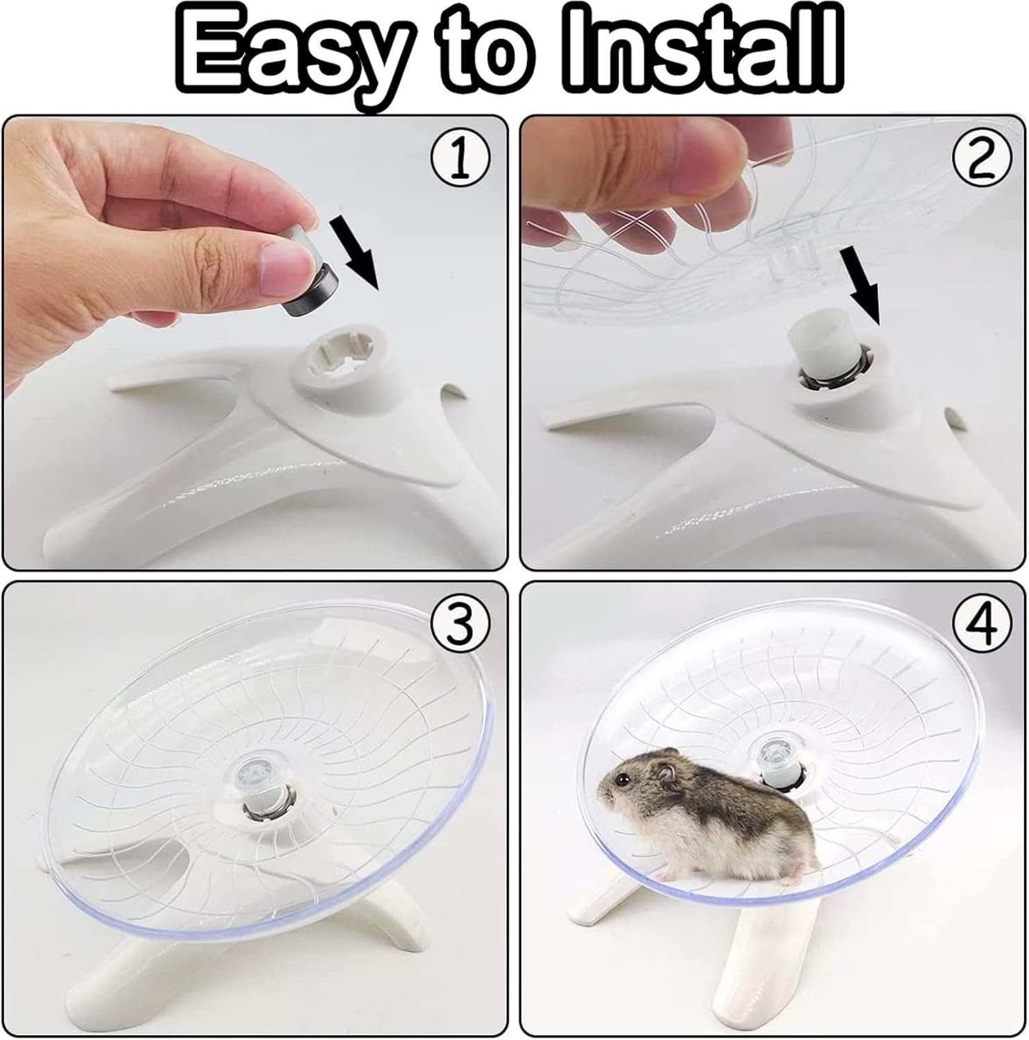 Silent Hamster, Hamster Wheel Toys, Quiet Running Wheel, Hamster Wheel Toy, Quiet Hamster Wheel, Small Animal Wheels, Hamster Wheel for Hamsters, Lgel, Chinchilla, Guinea Pigs, Small Pets (White) image number 5