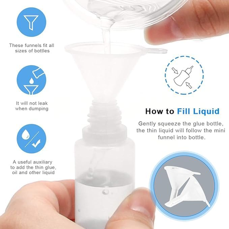 LALOCAPEYO Precision Tip Applicator Bottle, Glue Applicator Bottles, 15 PCS 10Ml Precision Tip Applicator Bottles with 3Plastic Funnels, for Acrylic Painting(Precision Tip Bottle) image number 4