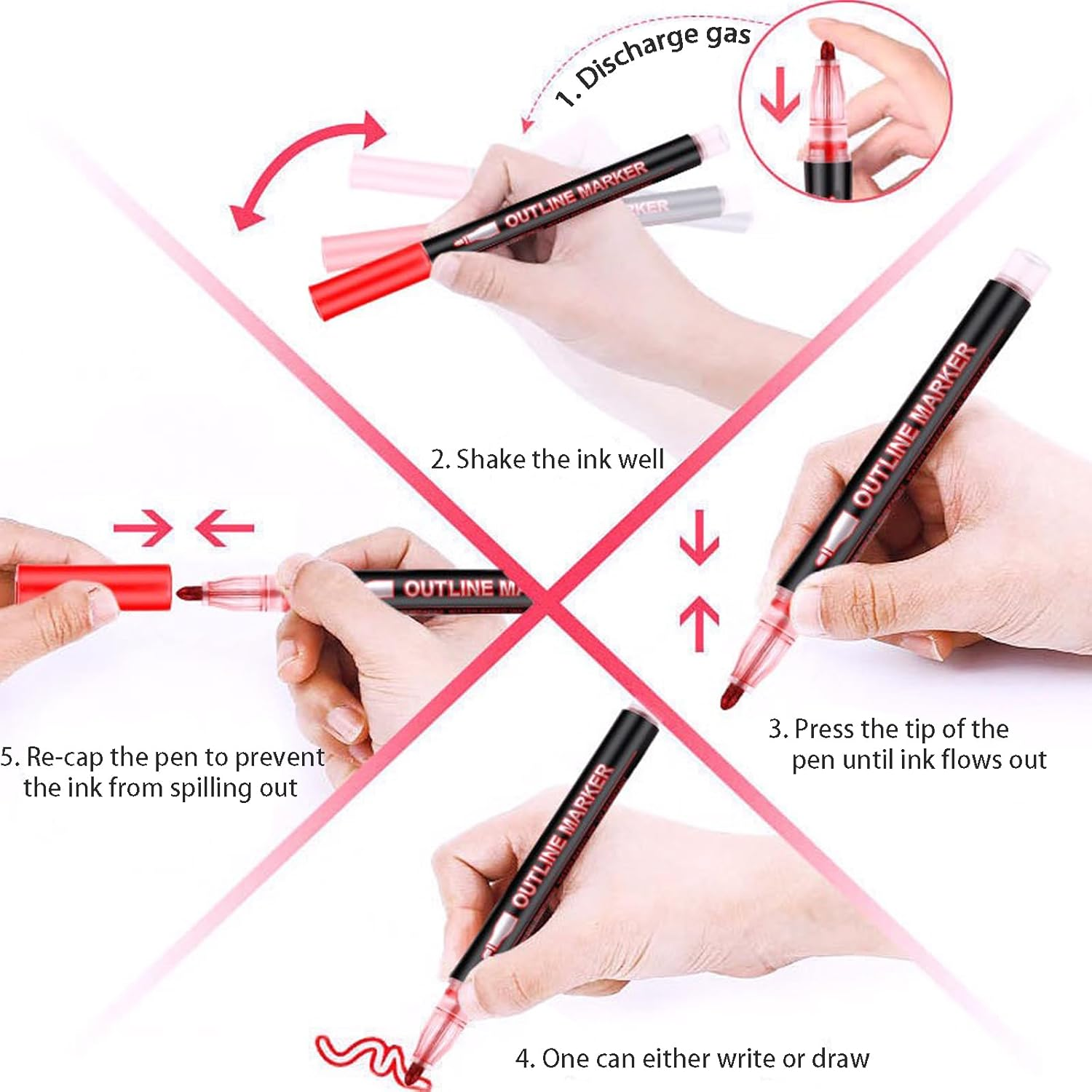 12 Color Metallic Outline Markers，Double Line Glitter Pens for Greeting Cards,Art Drawing, Cards & Crafts (12) image number 3