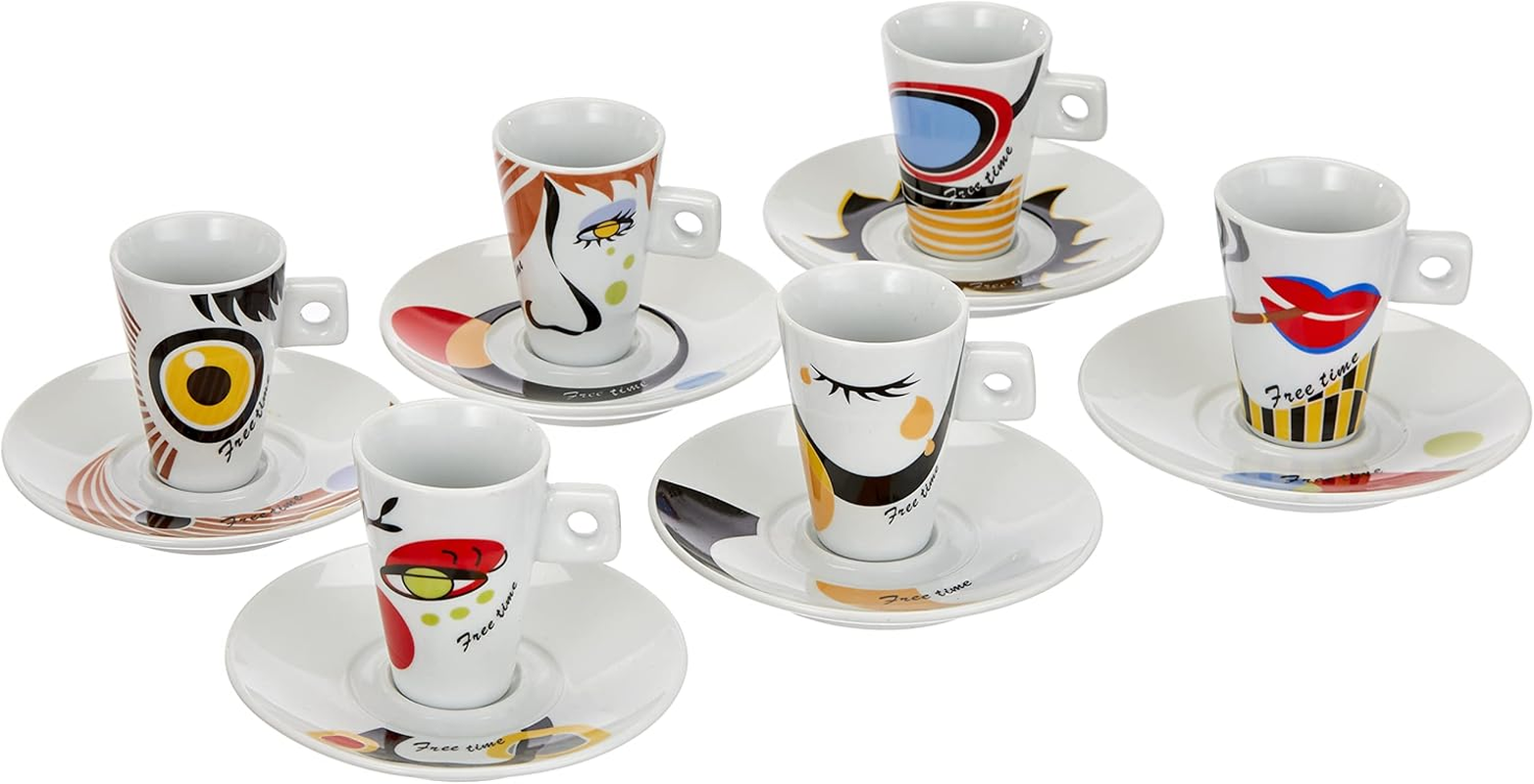 Zeller Magic Eyes 26510 Espresso Cups Set of 12 White