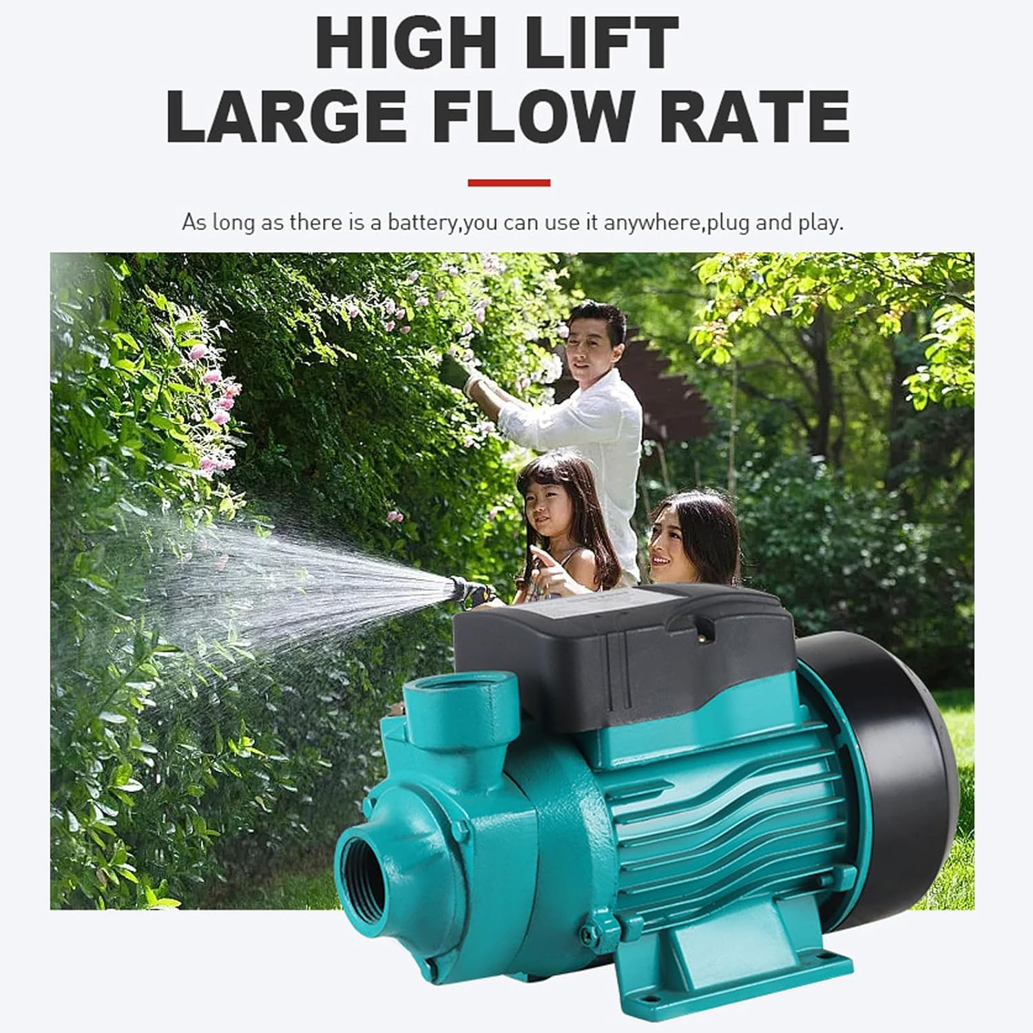 Transfer Water Pump, 12V 24V Solar Water Pump, 25M Lift Self-Priming Pump, Solar Water Supply Vortex Pump for Shallow Well Jet, Irrigation Transfer, 35L/Min, Sturdy Construction image number 6