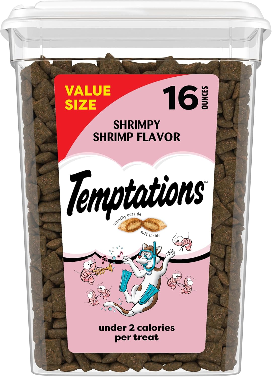 TEMPTATIONS Cat Treats Shrimpy Shrimp Flavor, 16 Oz. Tub image number 1
